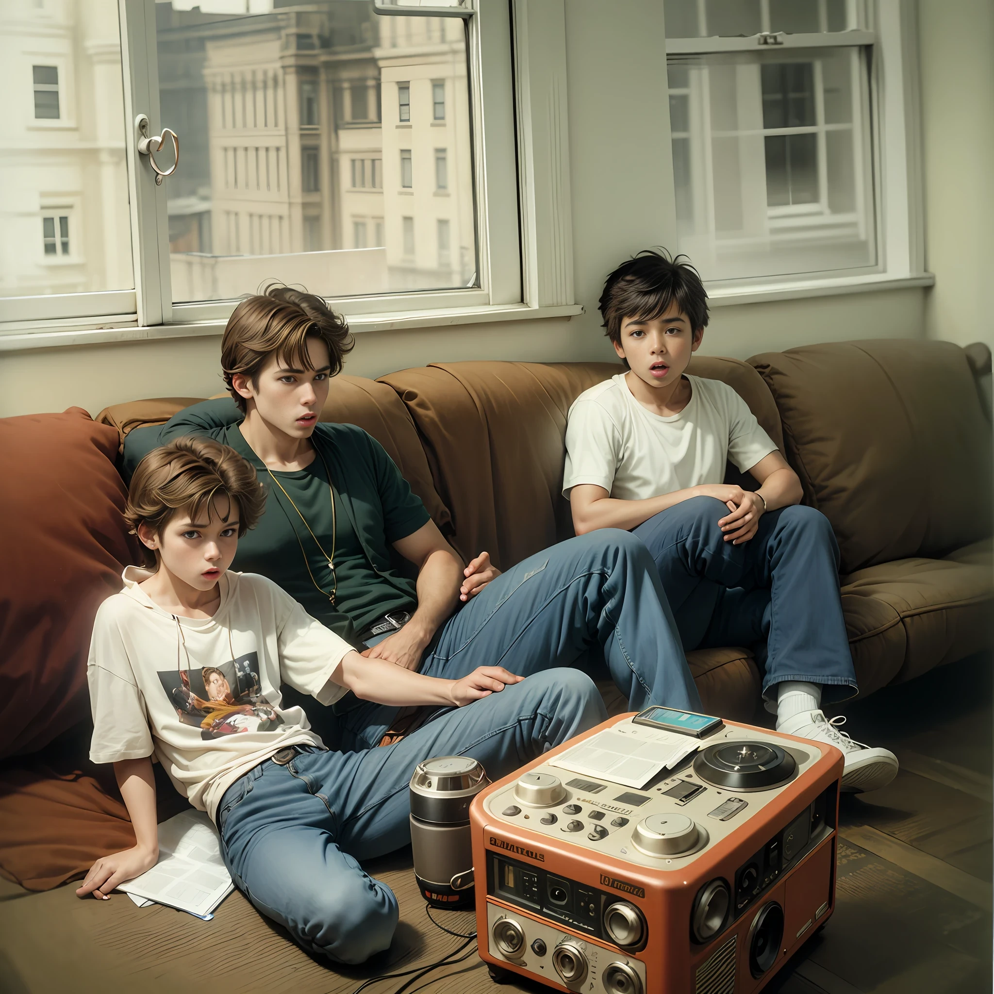 boys with portable stereo, Londres, 1983 --auto --s2