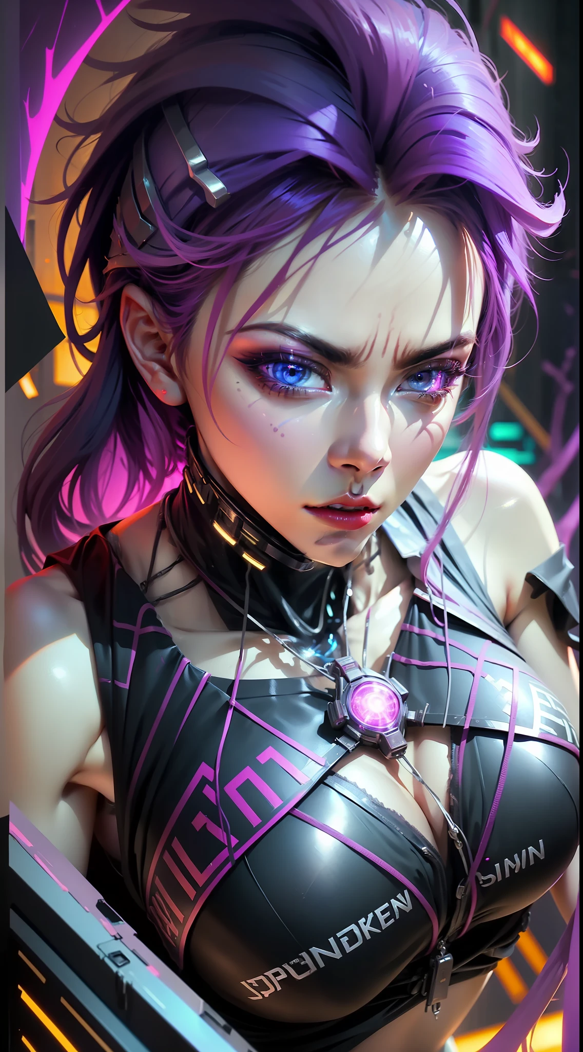 Urban woman in Spider-Man tights, regular breasts, Cyberpunk Style, Neon background, Real face, multicolored hair, evil, despair, expressionless eyes, Ultra-Wide Angle, cinematic lighting, glowing light, from above, best quality, super detail, masterpiece, anatomically correct, 8k