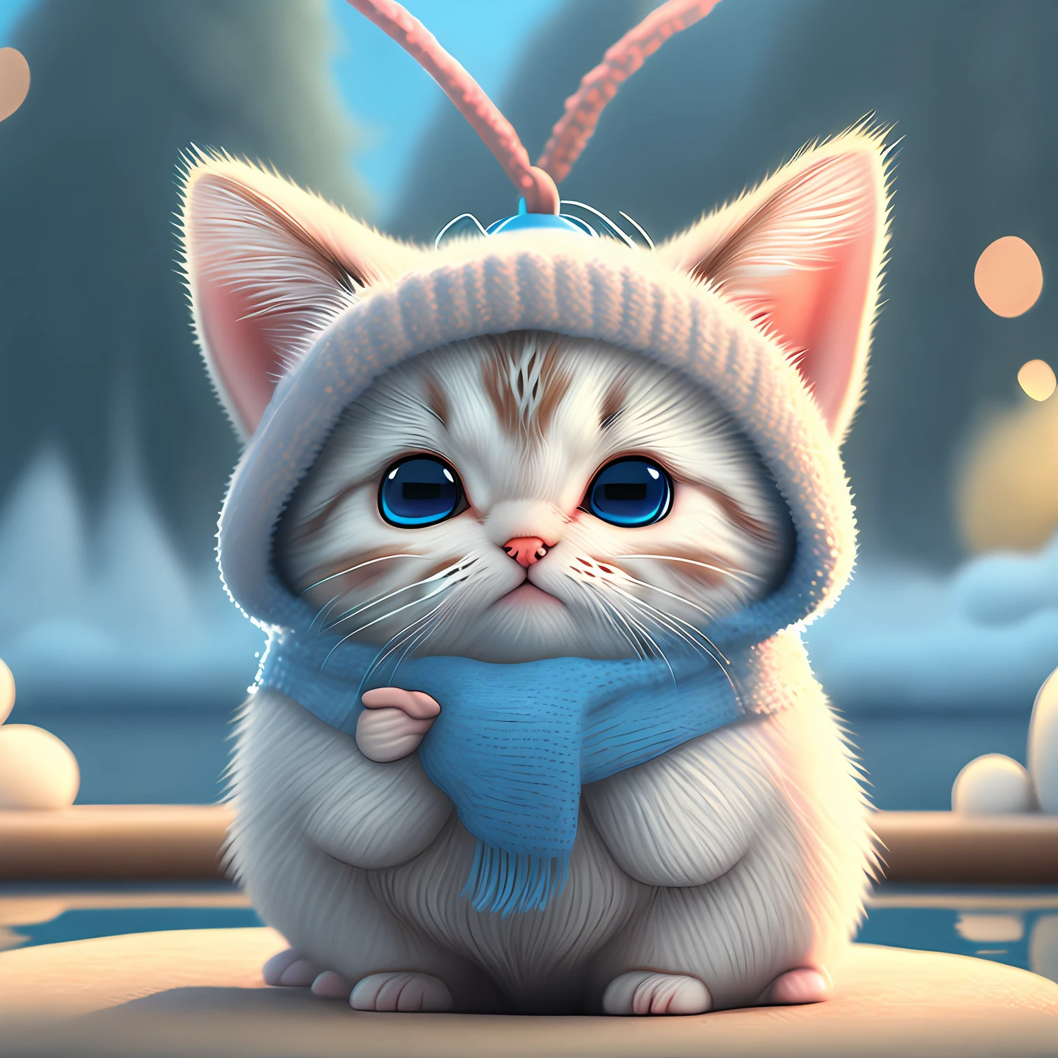 Cartoon-style kitten rowing in a reedy lake, with a little more elements I wanted to use as the original drawing for the stubble game --auto