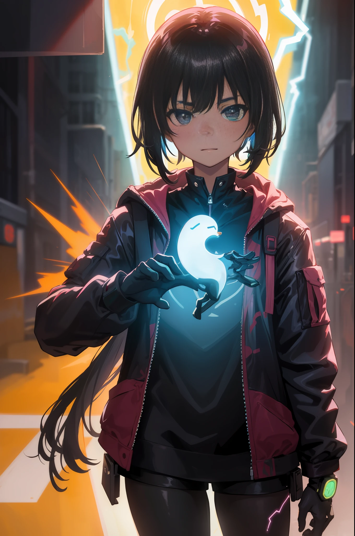 Masterpeace, Best Quality, Machine, Creature, Lightning, Neon Light Rays, Beauty, Futuristic Modern, Rock Star, Cool, It's Perfect, Epic, Bright Colors, Volumetric Lighting, Best Shadows, Shallow Depth of Field, (High Quality, Amazing Details: 1.25), Brilliant Colorful Paintings, Whimsical, Magical, Shimmering, Highlights, Neon Garland, God Mode, Ghost in the Shell, Matoka Kusanagi, Puppeteer, 8k