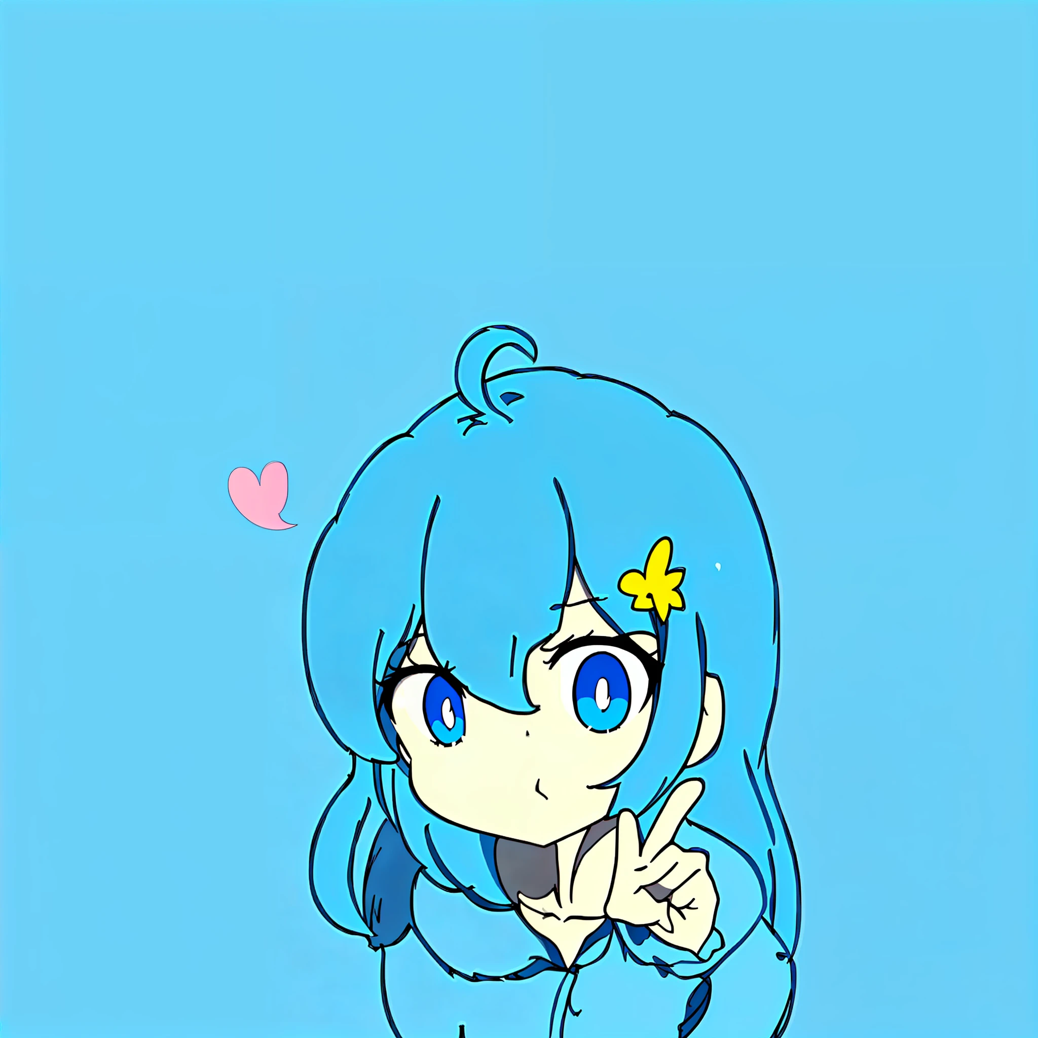 a close up of a cartoon girl with a blue hair, paint tool sai!! blue, sona is a slender, anime moe artstyle, 2 d anime style, ((blue)), cute:2, blue colored, flat anime style shading, made with anime painter studio, in an anime style, with index finger