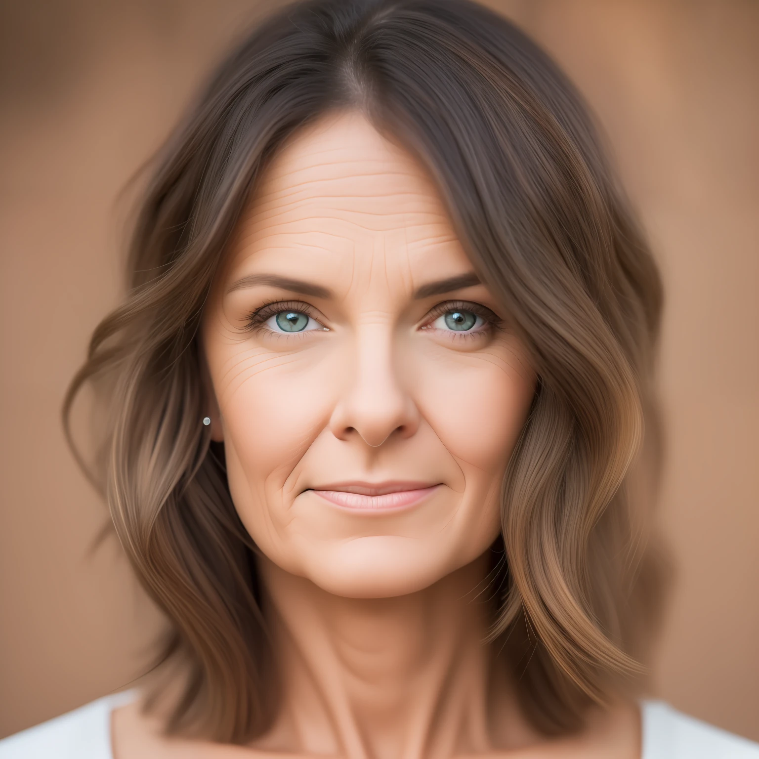 Tips: portrait, woman, 47 years old, pretty, French, brown short wavy hair, (pimples:0.8), cuddly, flickr, 4k, canon eos r3 (and variations of that)