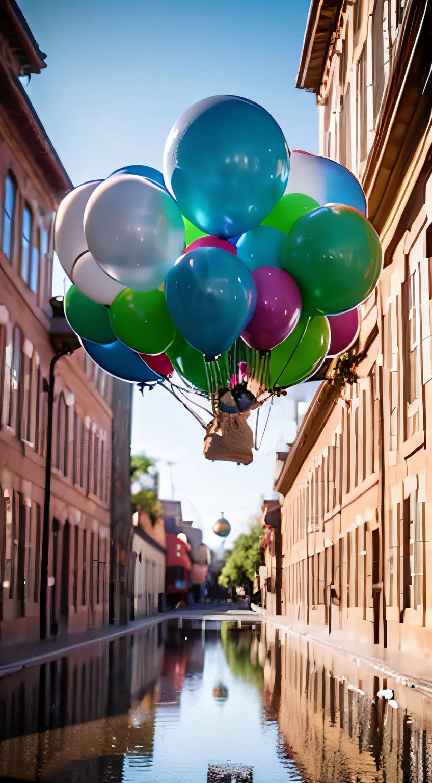 Masterpiece, 8k, An incredible photograph of floating balloons by Dina Goldstein, trend in EyeEm.