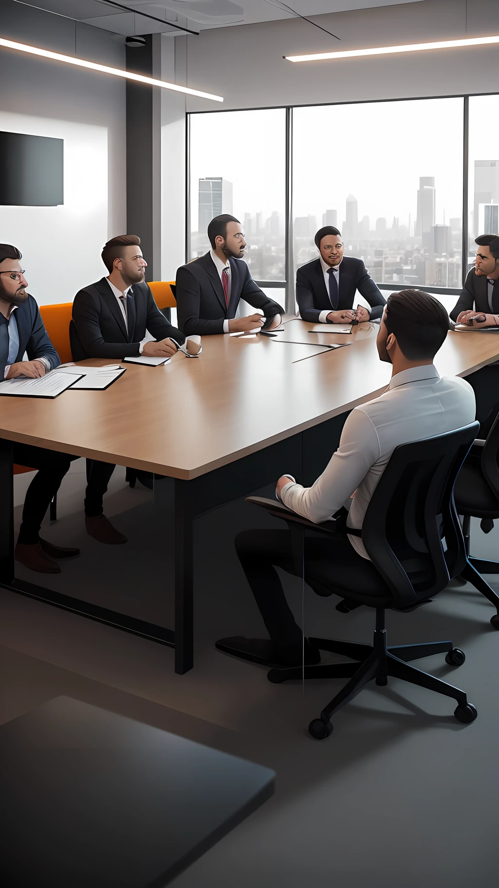 Group of professionals. Meeting. Presentation. Kan Ban. Scrum. Agile. Startups. Planning. Modern. Office. Squadre. Hyper-realistic photo. RAW photo. Photo 8K. Wallpaper. --auto