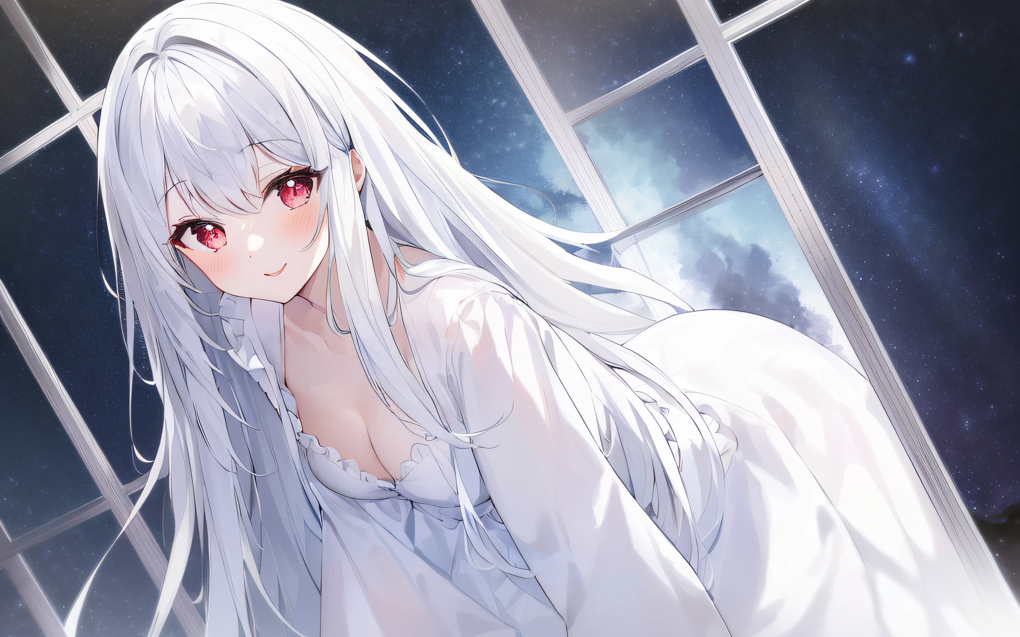 1girl, full body, denim photo, (Rembrandt), illustration, (masterpiece), (best quality), (ultra_detailed), finely detail, (Depth of field), gloves, long hair, star\ (symbol\), looking at viewer, (Silver hair:1.2), red eyes, upper body, hair ornament, :p, frills, pink shirt, smile, sleeveless, shirt, idol, symbol-shaped pupils, hands up, brags smile, sleeveless, shirt, idol, hands up, bangs, side up, arms up, skirt pulling, roaring twenties, isometric, seen from above, sky, flowers, cliffs,