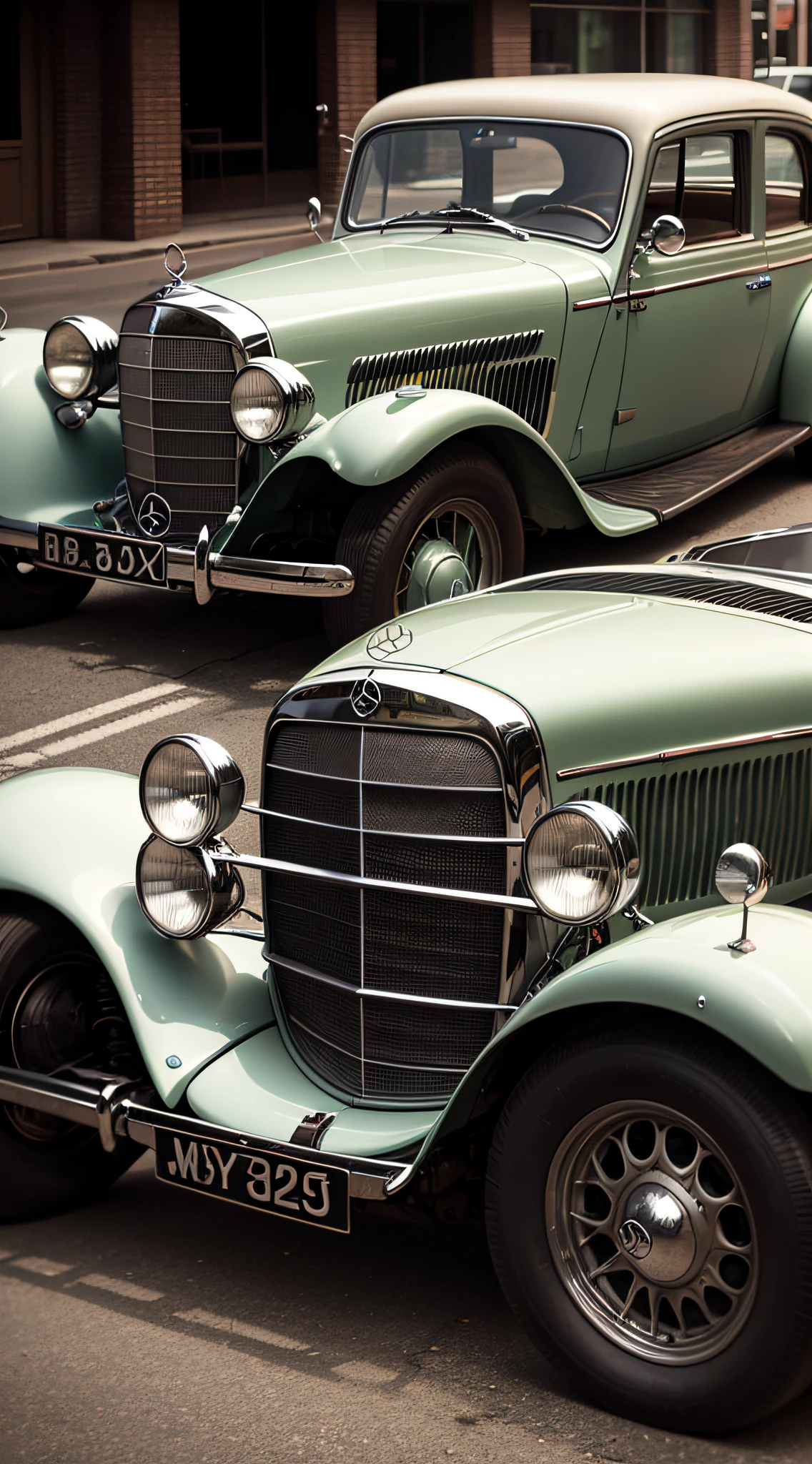 An image of an old Mercedes Benz car powered by gasoline --auto