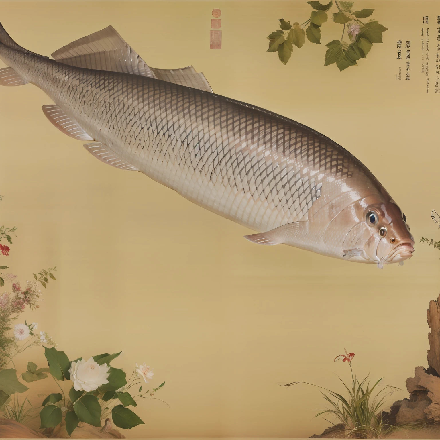 QingStyle,nohumans,fish,whiteflower,animal,animalfocu