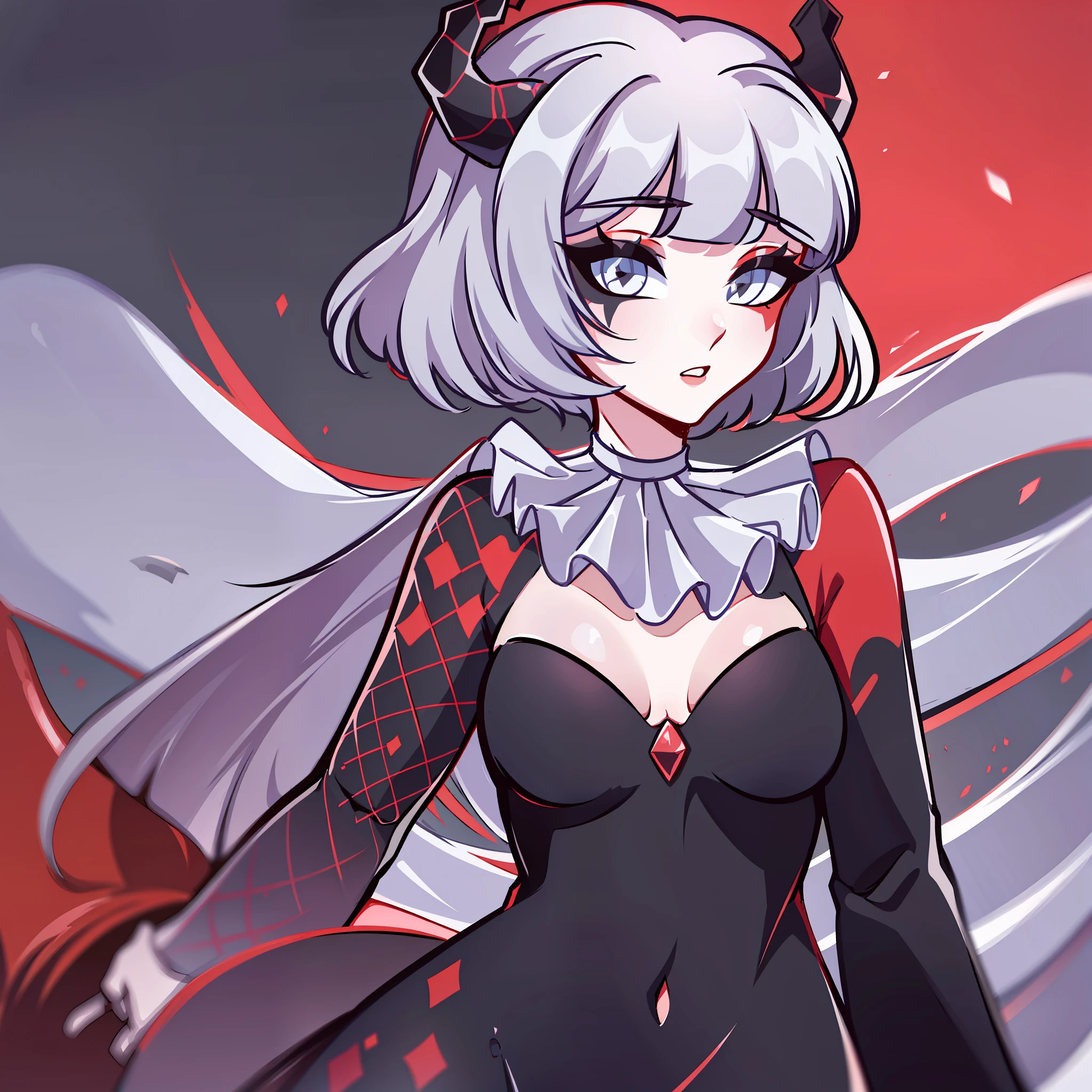 (Best quality: 1.0), (super high res: 1.0), extremely detailed character, detailed Hands, half-dragon girl, horns, scales on the neck, scales on the shoulders, scales on the forearm, scales on the cheek, dragon's tail, extremely detailed hair, short hair, ((white hair)), ((black locks)), extremely detailed eyes, (one white eye and one black eye), dragon eyes, 2d, tomboy girl,  anime art, teen, ((full body)), standing, medieval, Rpg