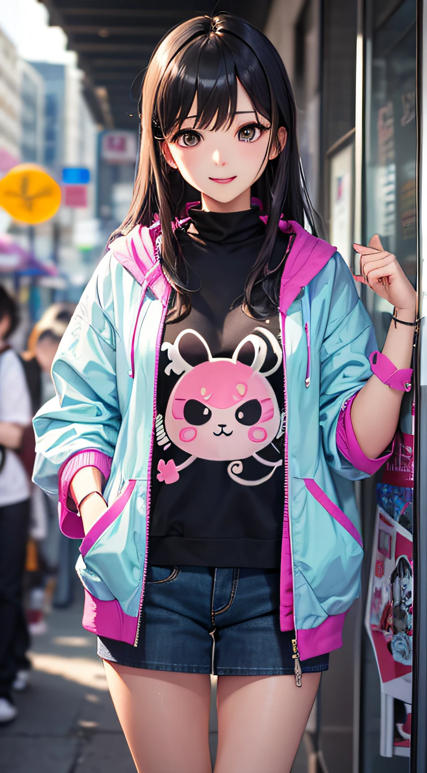 (masterpiece), (best quality), (ultra detailed),(乱发),(illustration), (1girl), (Fashionable clothing), standing,Fashion model, looking at viewer, (interview), (simple background),美丽细致的眼睛,精致美颜,漂浮,(高富和度),(colorful splashs),colorful bubble,(shining),focus on face,