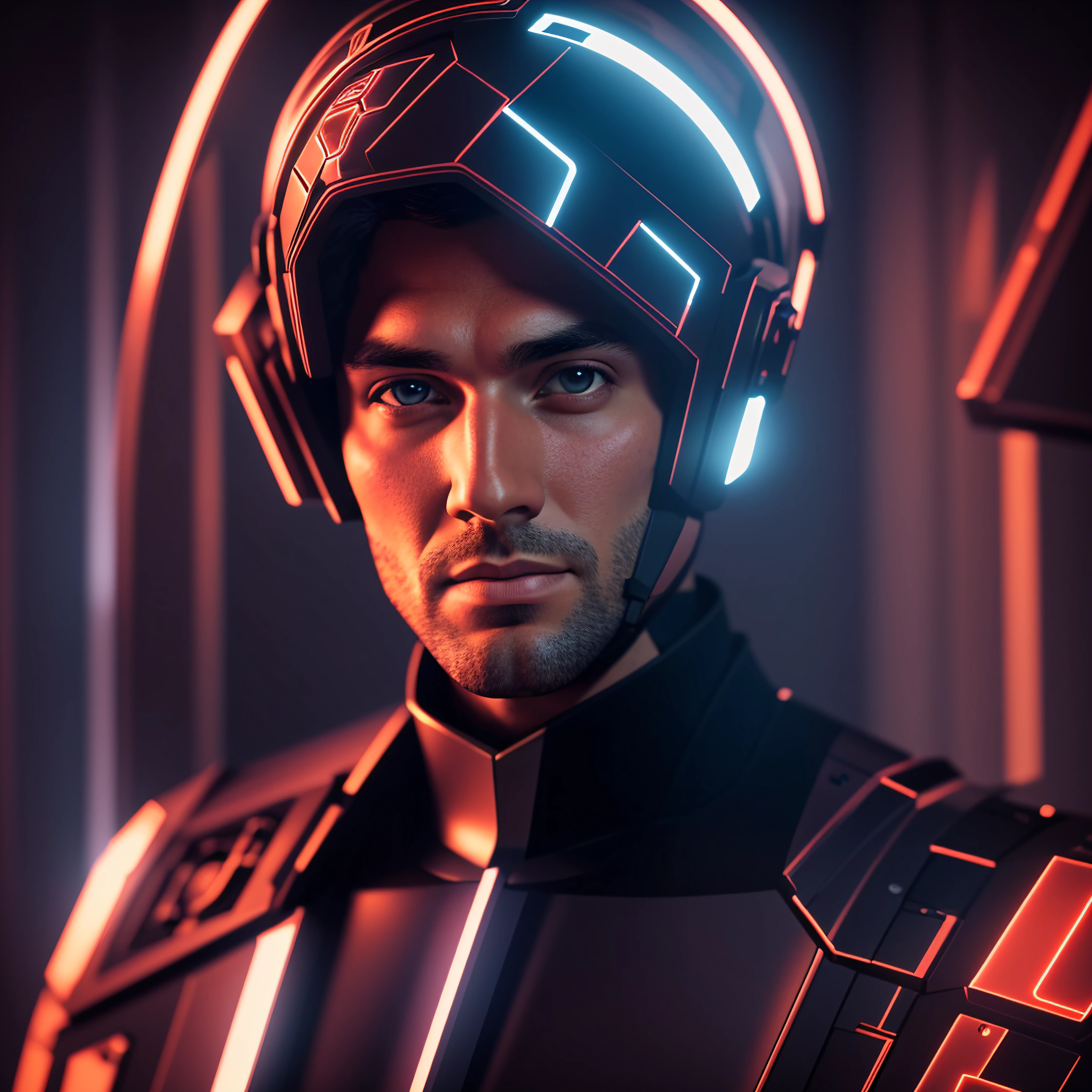 Front portrait of a 30-year-old man, haughty, stern, handsome, wearing futuristic imperial costume, in a bright, opulent ballroom, 18mm f/1.4 lens, with vibrant colors, 4k, cinematic lighting, natural lighting, vibrant multicolored lighting, film grain, cinematic lighting, high detail, photoreal, photorealistic, volumetric lighting and shading --auto --s2