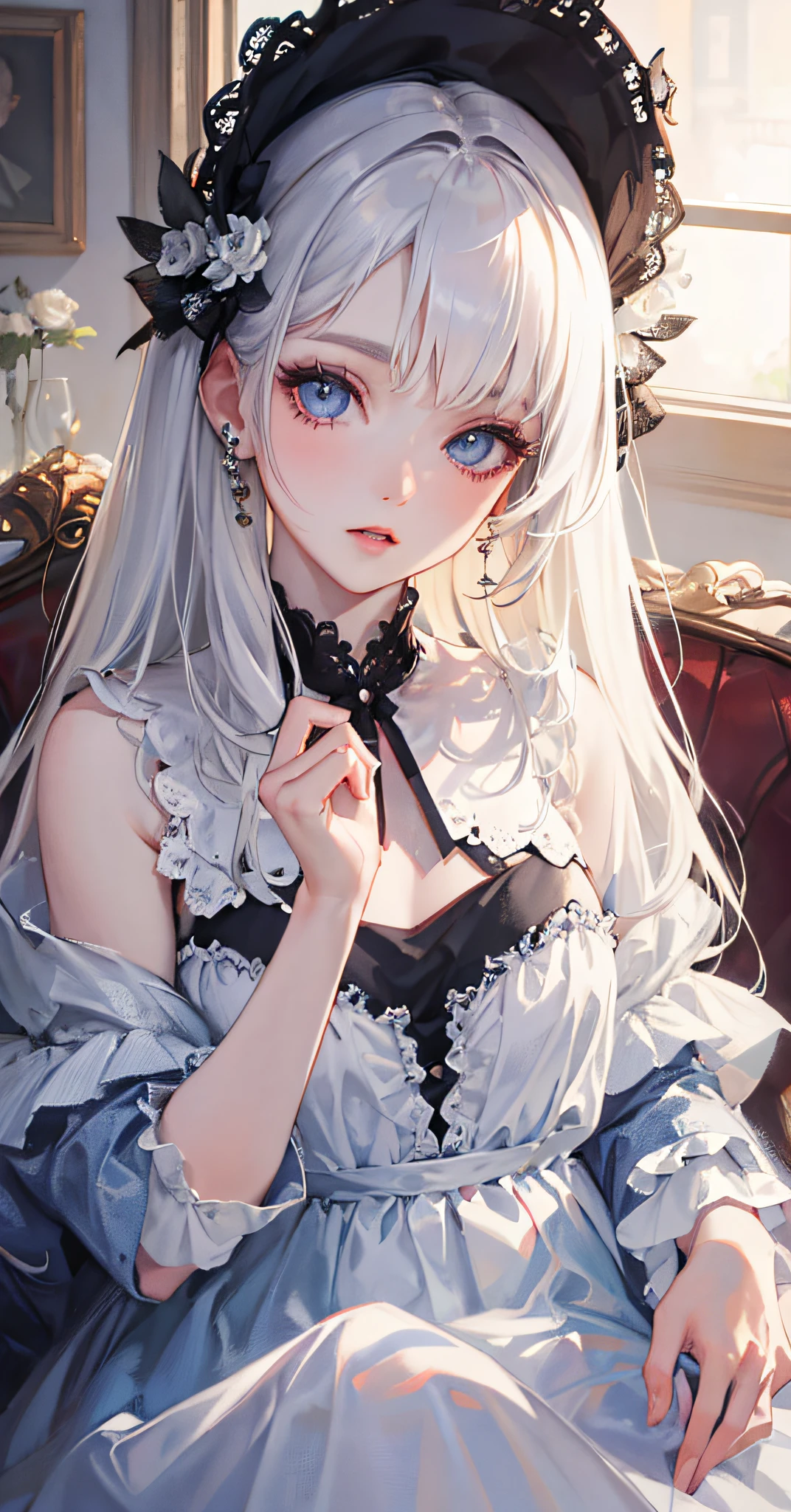 (8k, best quality, masterpiece: 1.2), (realistic, photorealistic photorealistic: 1.37), best quality, masterpiece, unity, an extremely delicate beautiful, extremely detailed, amazing, fine detail, masterpiece, best quality, official art, absurd, incredibly absurd, super detailed, high resolution, very detailed, beautiful detailed girl, extremely detailed eyes and face, beautiful detail eyes, light on face, white hair, Kpop idol, ulzzang-6500