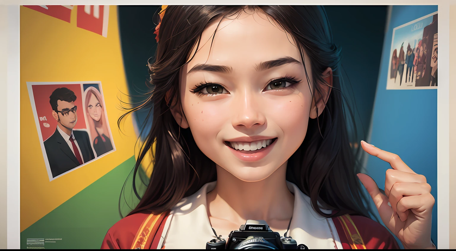 There is a poster with film and cartoons of people on board, classical camera, large format camera, poster illustration, poster design, illustration poster, festival, beautiful artwork illustration, digital illustration poster, ๐๐๐โบ๐๐๐ 5d --auto