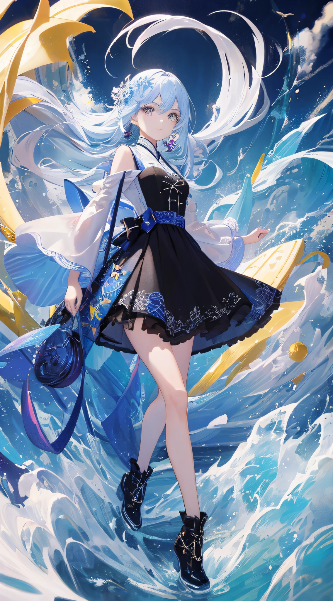 (masterpiece), (best quality), (ultra detailed),(乱发),(illustration), (1girl), (Fashionable clothing), standing,Fashion model, looking at viewer, (interview), (simple background),美丽细致的眼睛,精致美颜,漂浮,(高富和度),(colorful splashs),colorful bubble,(shining),focus on face,
