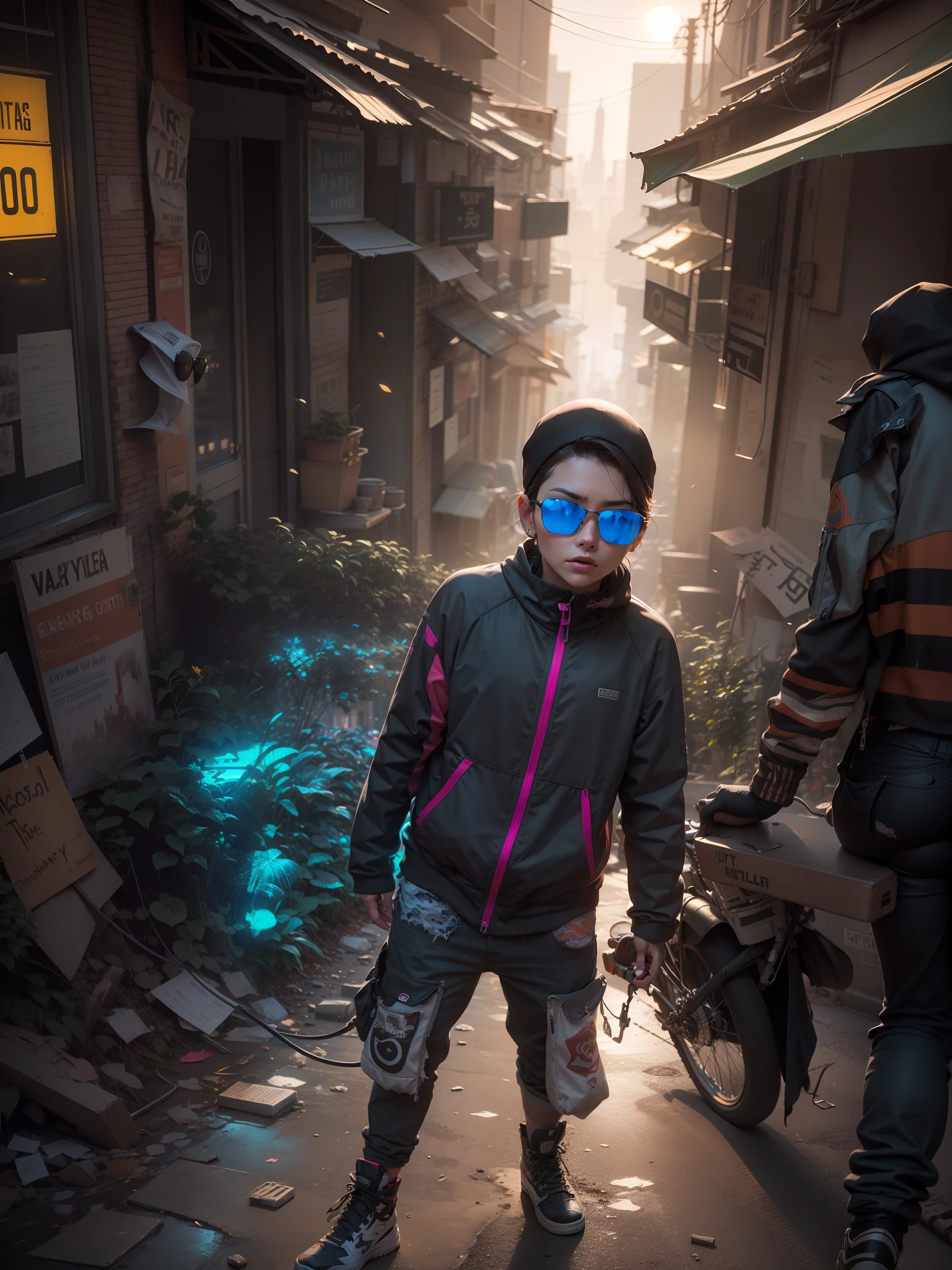 Change background to neon city and wear sunglasses and 16k ultra realistic