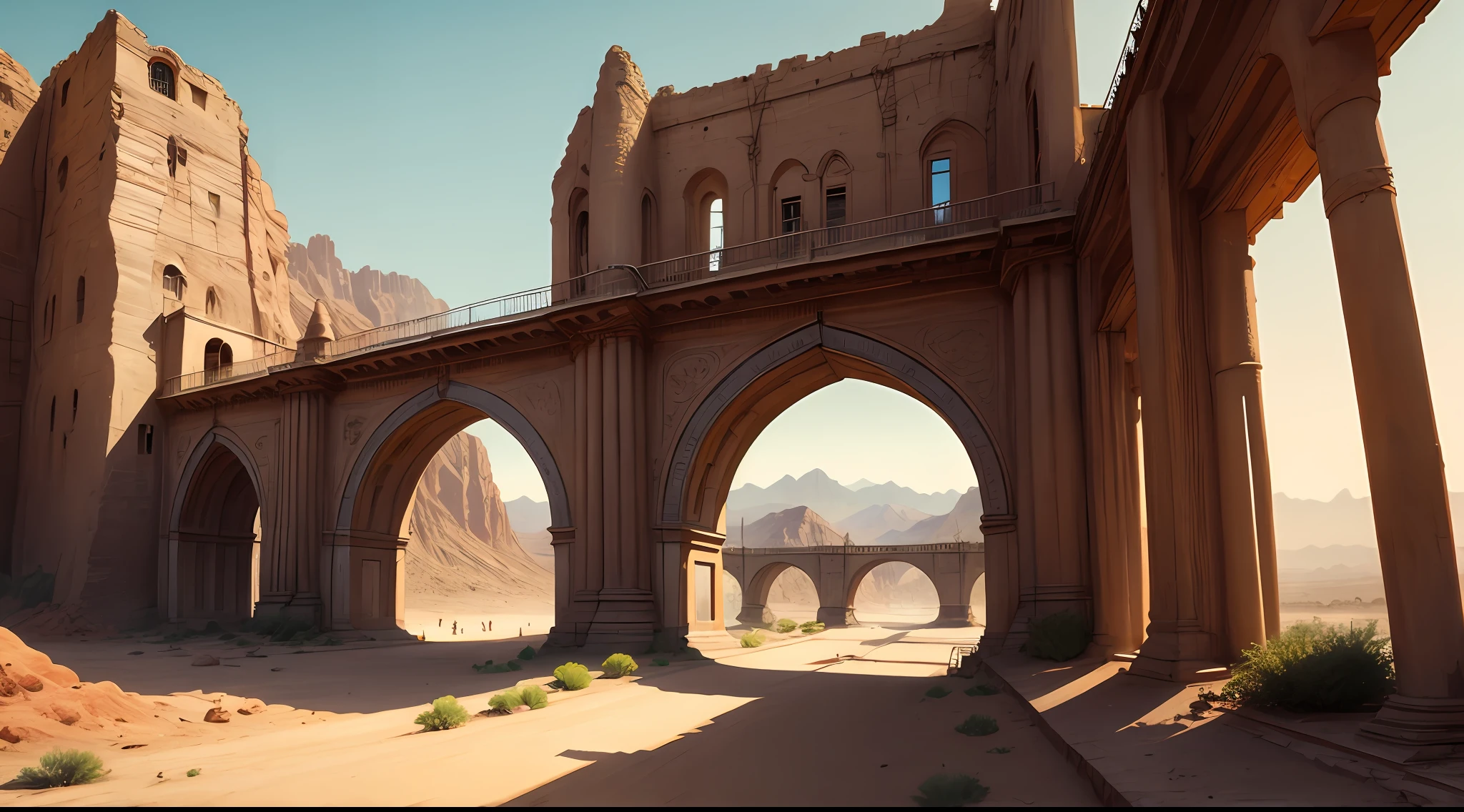 Bazaars, bridges, windy days, steampunk, deserts, isolated cities