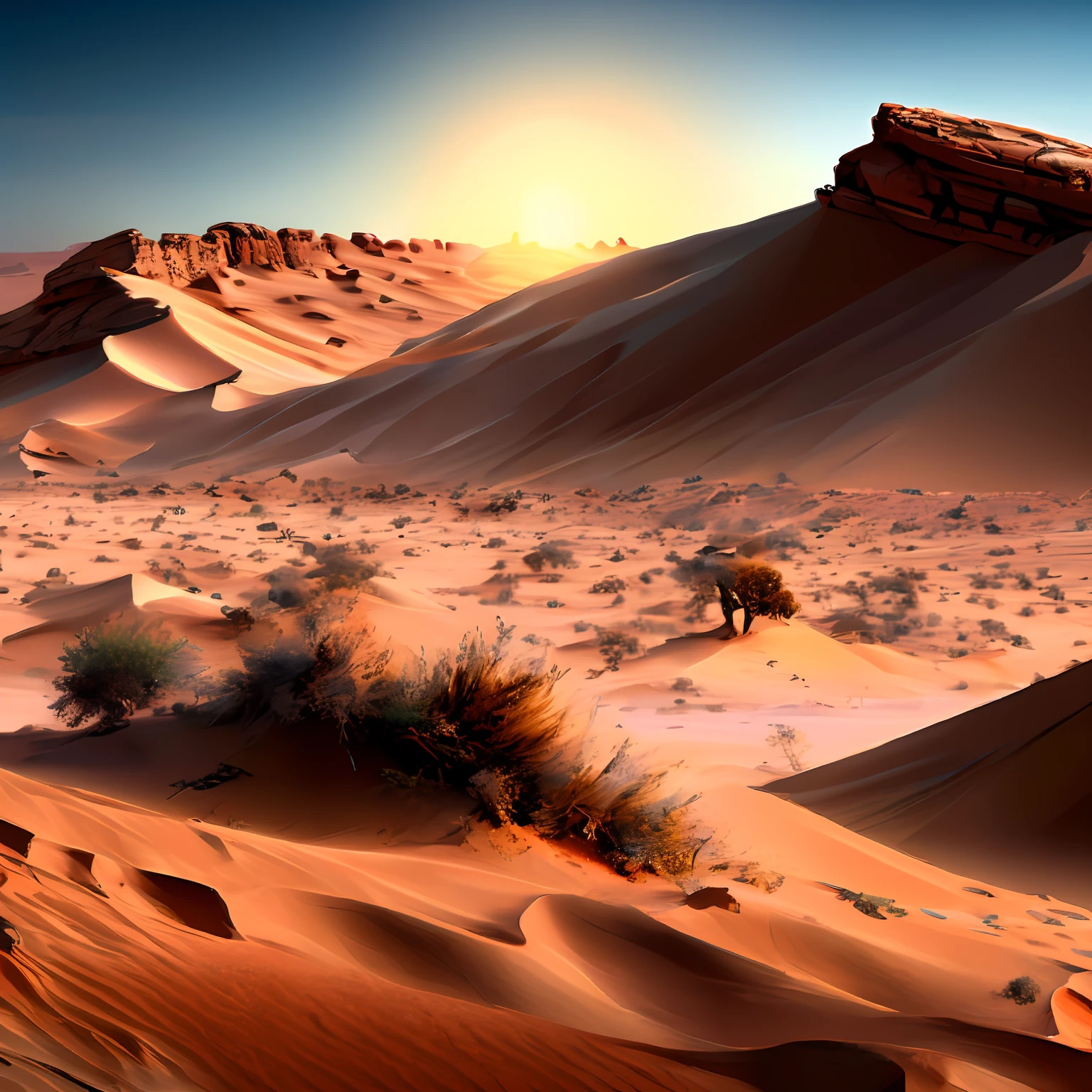 Sahara desert, camel, person walking in turban, epic composition, realistic lighting, HD details,masterpiece, best quality,8k,(very detailed wallpaper8K) --auto