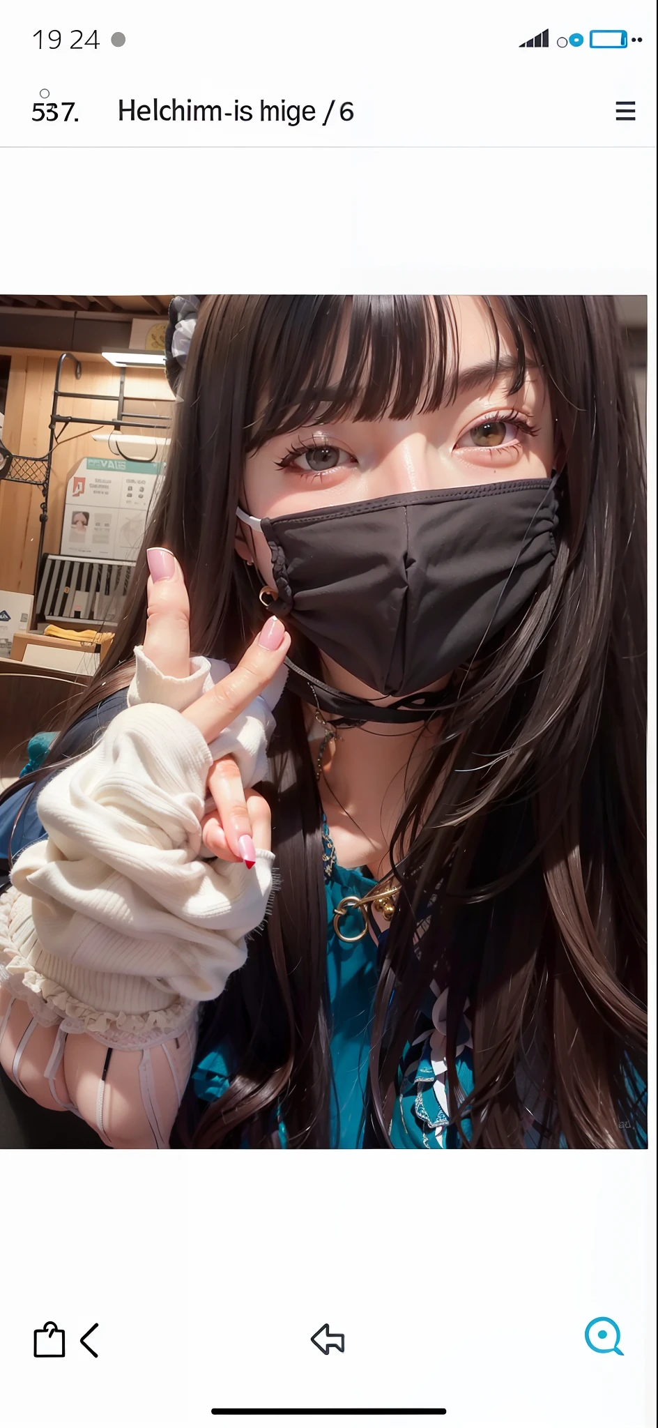 arafed woman wearing a mask and giving a peace sign, chiho, twintails white_gloves, with index finger, ulzzang, no face mask, e-girl, e - girl, kimi takemura, sakimichan, 奈良美智, shikamimi, sui ishida