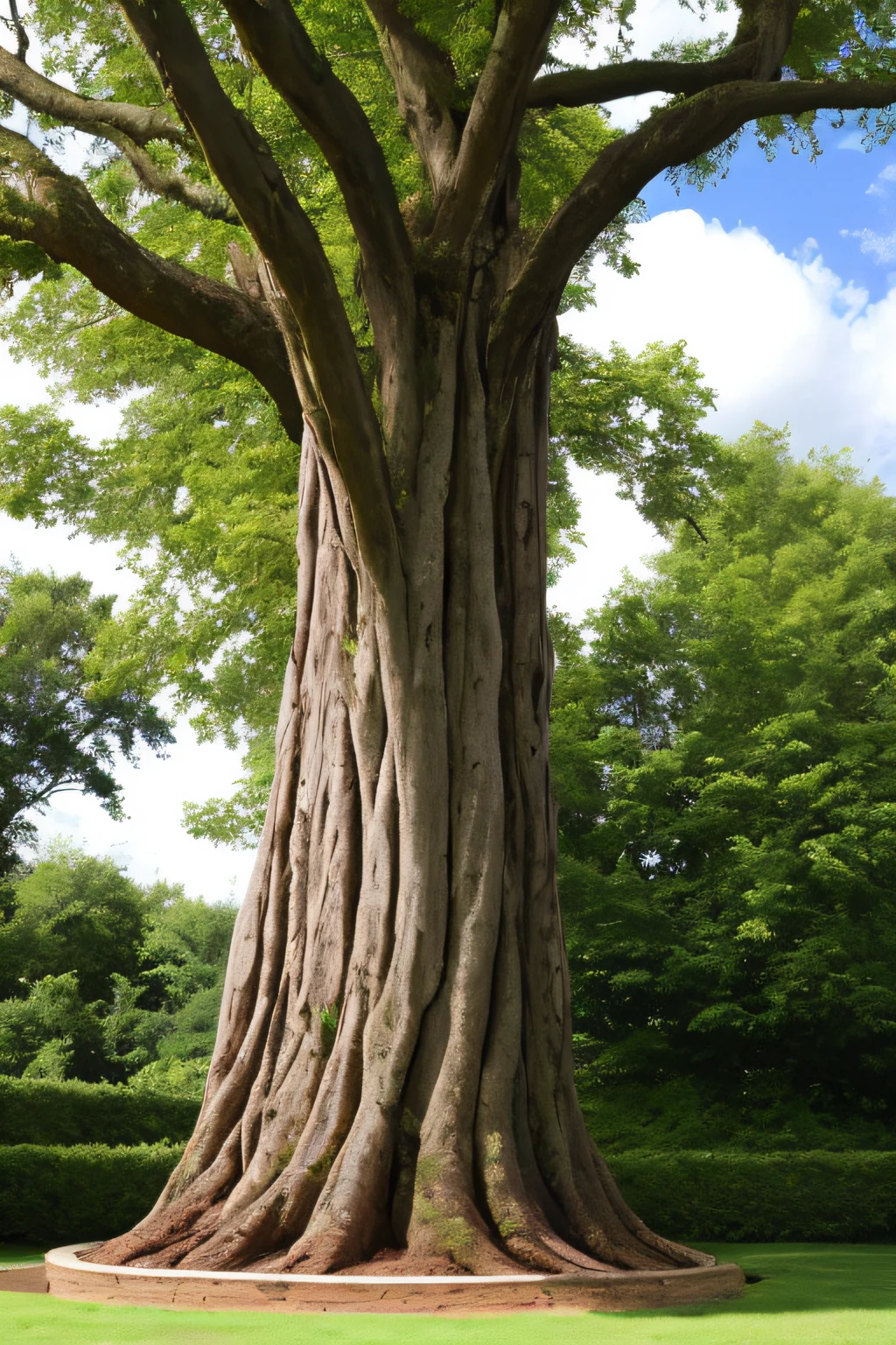 masterpiece, best quality, high quality. Large centenary oak with a very twisted and intricate trunk.