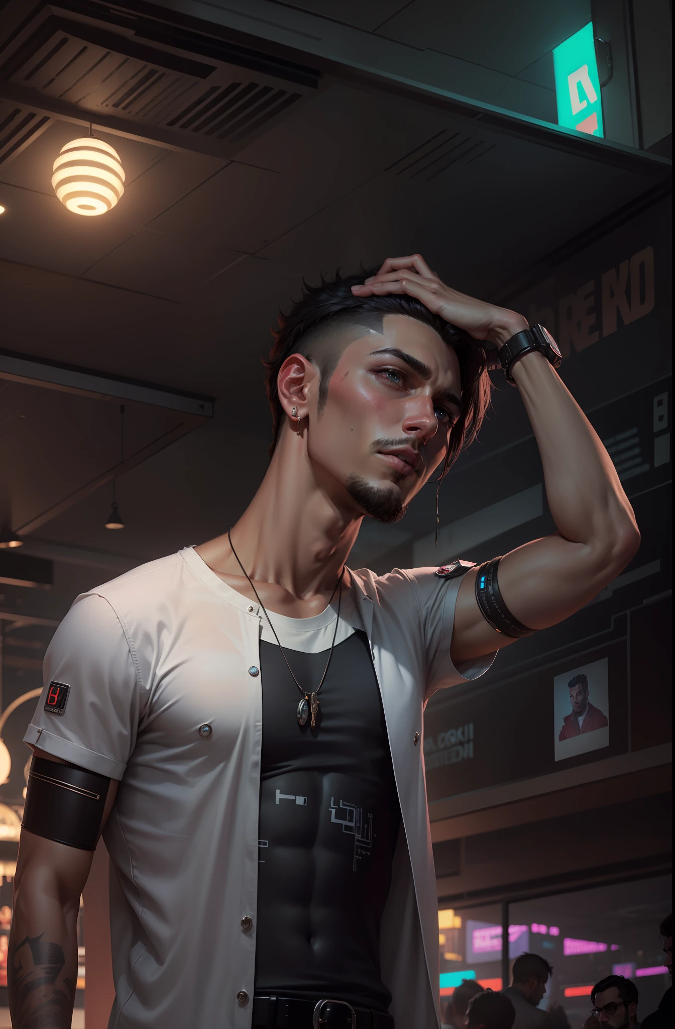 Change background cyberpunk handsome boy,