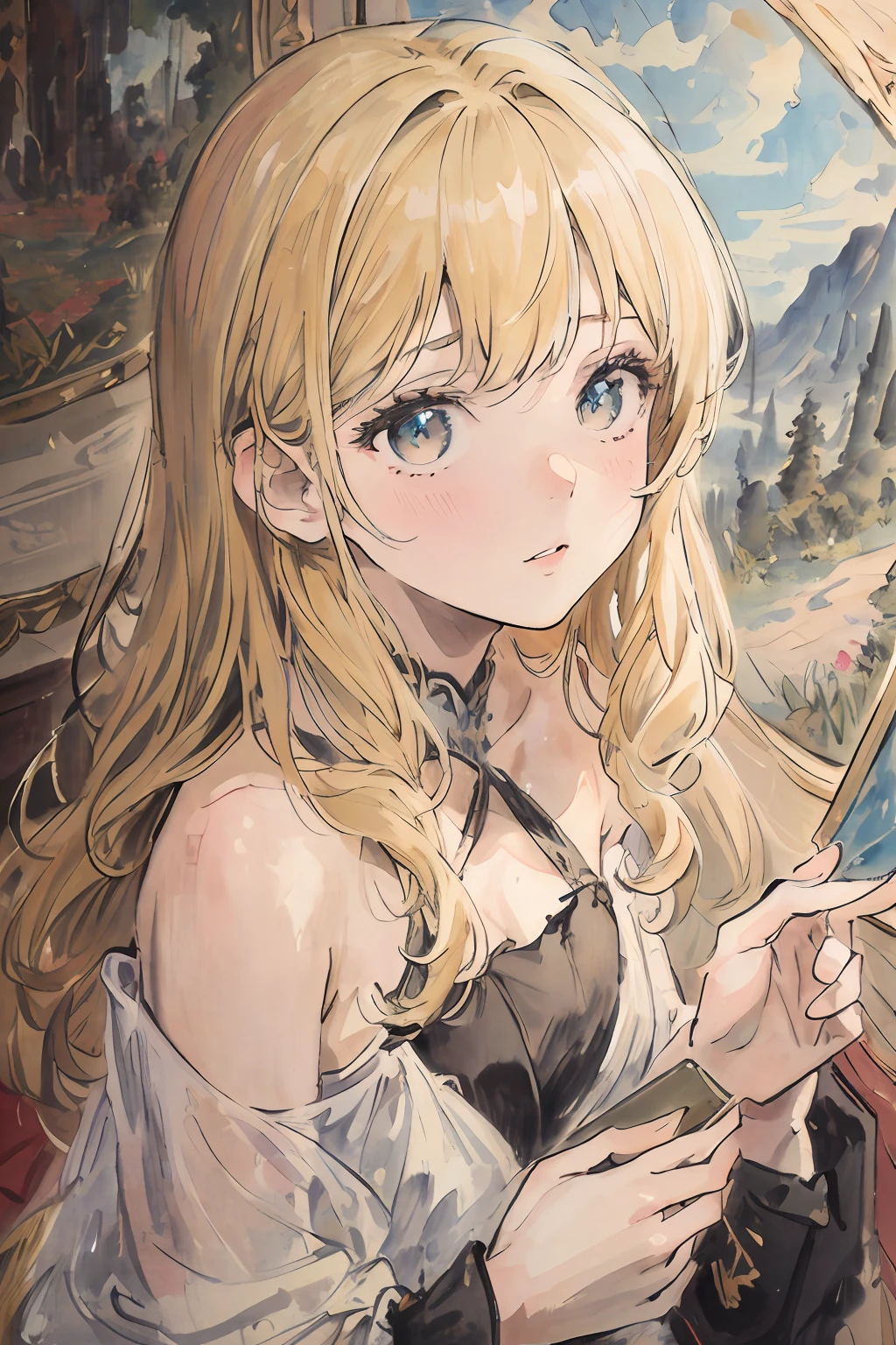 masterpiece, best quality, an extremely delicate and beautiful girl,an extremely delicate and beautiful, world masterpiece theater, ultra-detailed, highly detailed, best quality, blonde hair, highres, extremely detailed,1girl, best quality, illustration, looking at viewer, impasto, canvas, oil painting, realistic, realist ,real,