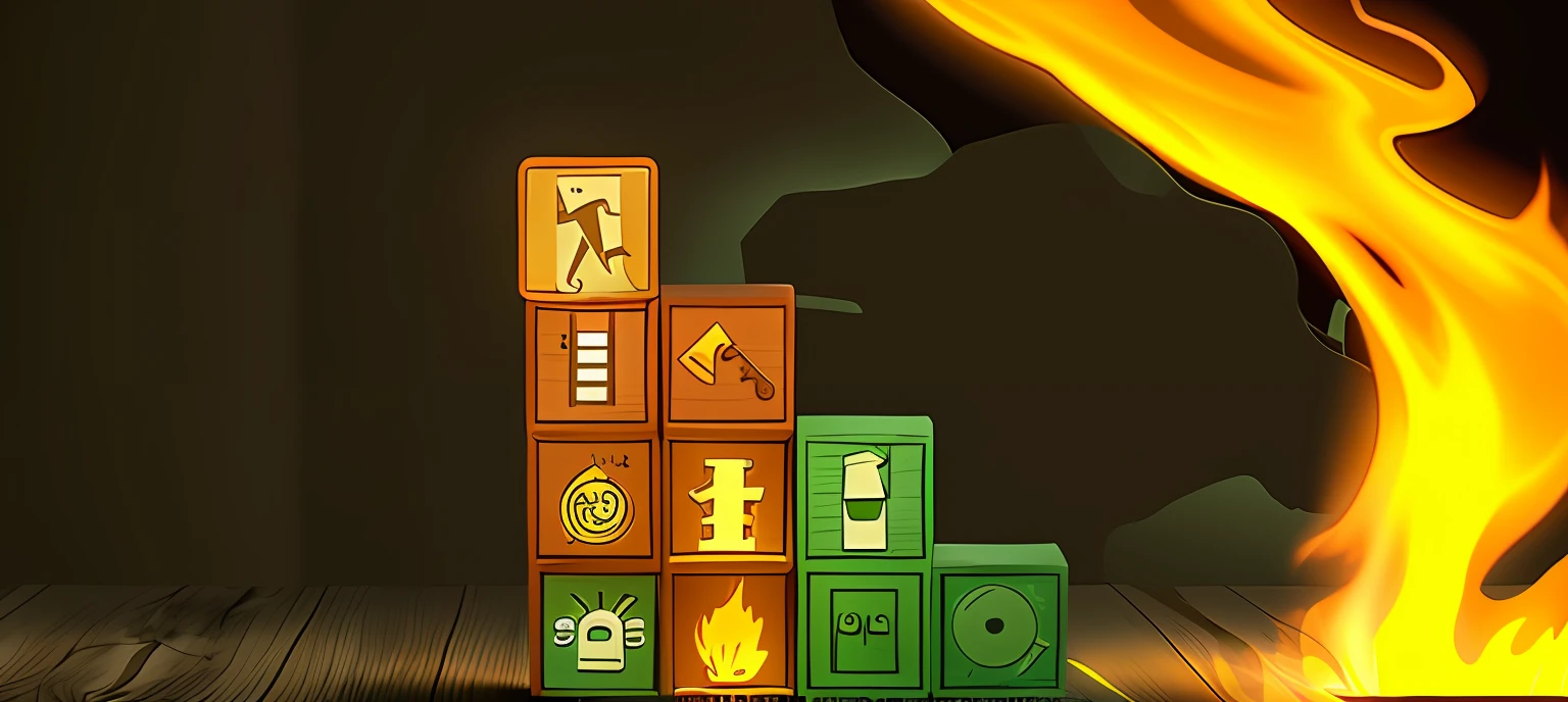 someone is pointing at a wooden block with a green sign, pictogram, emergency, imagemm explorável, item, symbol, 3 4 5 3 1, good graphic, advertising photo, imagem, de madeira, description, excepcional, em um fundo escuro, seguro para o trabalho, ad image, Seguro para o trabalho. illustration,, medium closeup, building blocks, fire, rectangle
