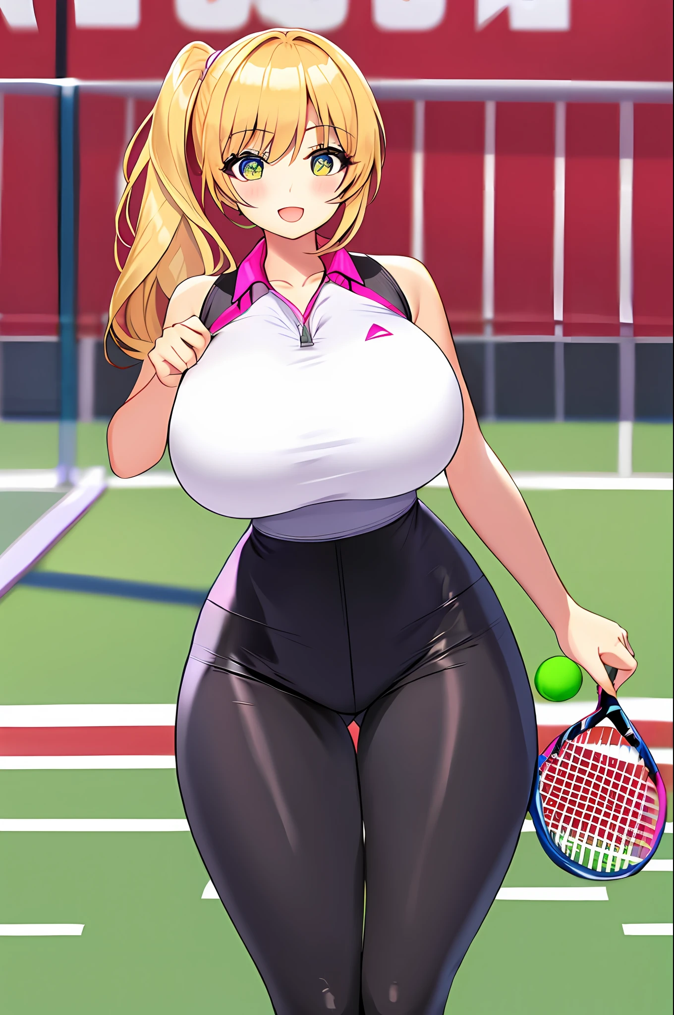 Woman , tennis , big breasts, Tight leggings