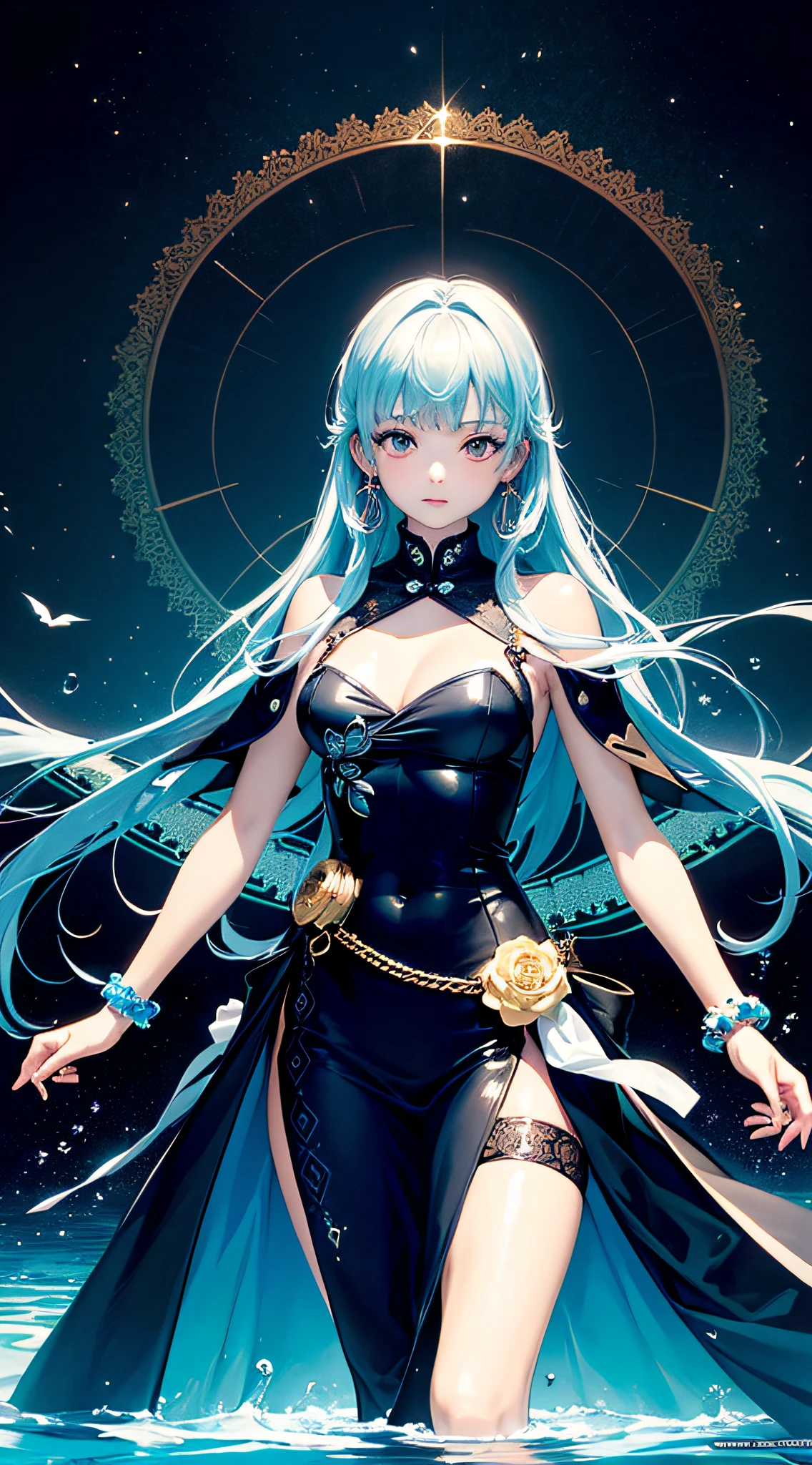 (masterpiece, top quality, best quality, official art, beautiful and aesthetic:1.2), (1girl:1.3), (fractal art:1.3), cowboy shot,

kamisato ayaka, floating water, glowing,