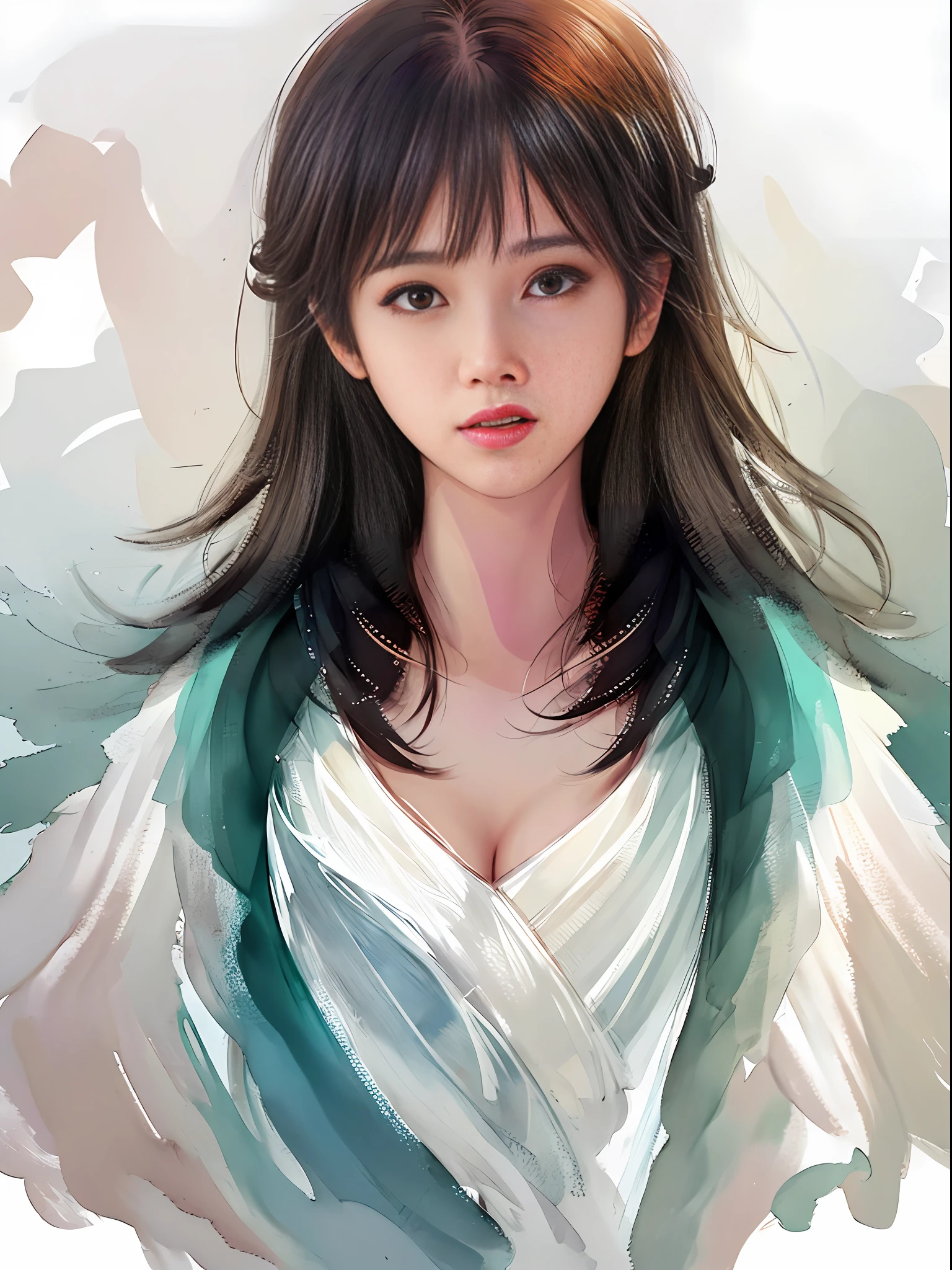 stechu,(white background:1.4), ((tachi-e)), original,(illustration:1.1),(best quality),(masterpiece:1.1),(extremely detailed CG unity 8k wallpaper:1.1), (colorful:0.9),(panorama shot:1.4),(solo:1.2), (ink splashing),(color splashing),((watercolor)), clear sharp focus,{ 1girl standing },((korean style )),flower background,outdoors,rocks, looking at viewer, make happy expressions,soft smile,pure,beautyfull detailed face and eyes,beautyfull intricacy clothing decorative pattern details, black hair,black eyes,colorwater