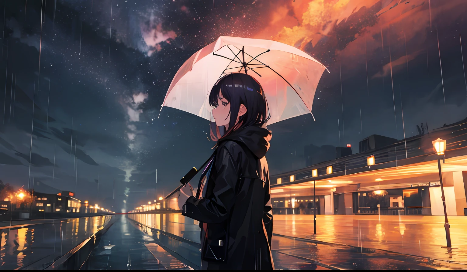 rain,night city