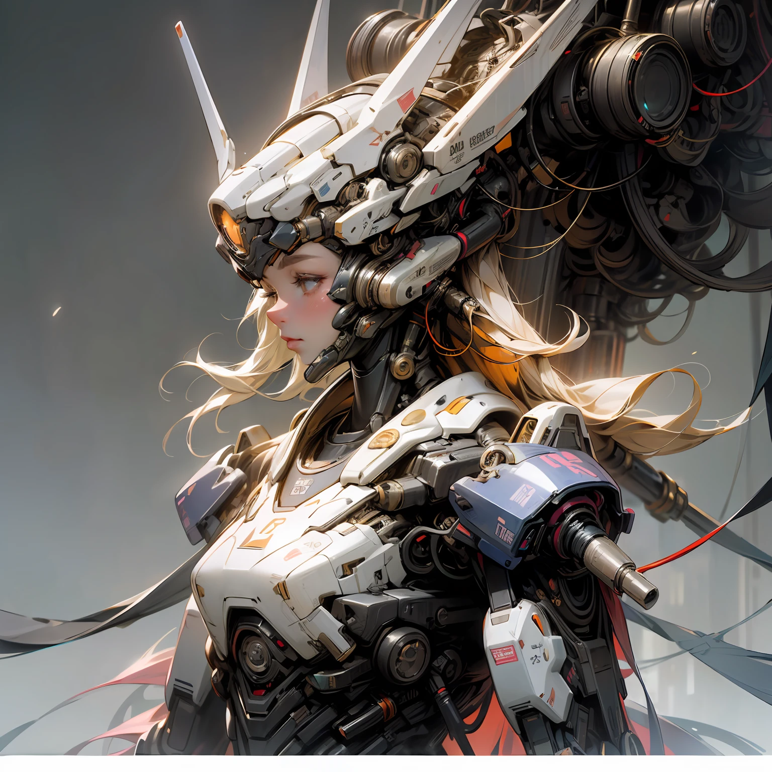 (Masterpiece, Top Quality, Best Quality, Official Art, Beauty and Aesthetic: 1.2), (1 Girl), Mecha, Future, Technology, Light, Cyberpunk City, Entanglement, Upper Body, Extremely Detailed, (Fractal Art: 1.3), colorful and most detailed --auto