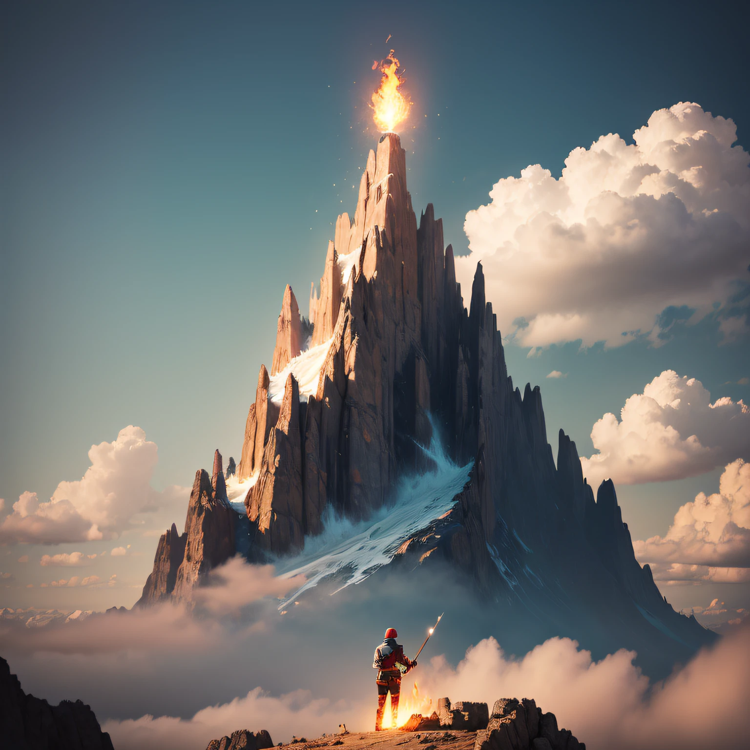 Iconic Symbol: Create a unique and recognizable symbol that represents motivation. It could be a visual representation of determination, such as a person conquering a mountain or a torch symbolizing the flame of inspiration. The symbol should be simple yet memorable. --auto