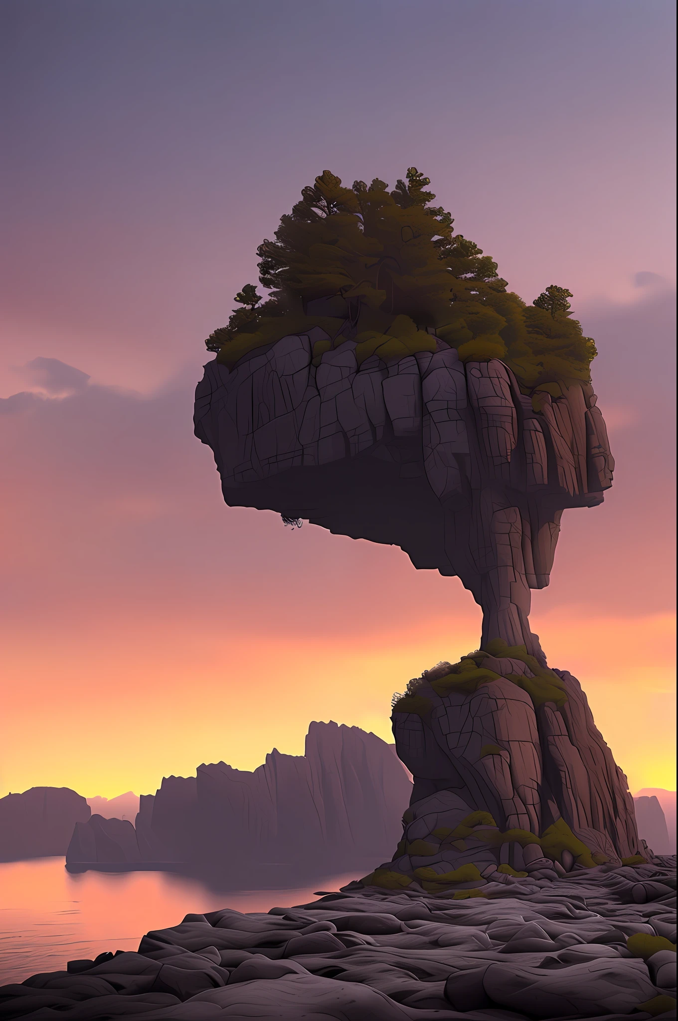 Stunning sunset vista landscape photography, masterpiece, trending on cgsociety, 4k, 8k, hd, [artstation:1], concept art, very detailed, sharp focus, [subsurface scattering: 1], Gabriel Lekegian and Abbas the art of