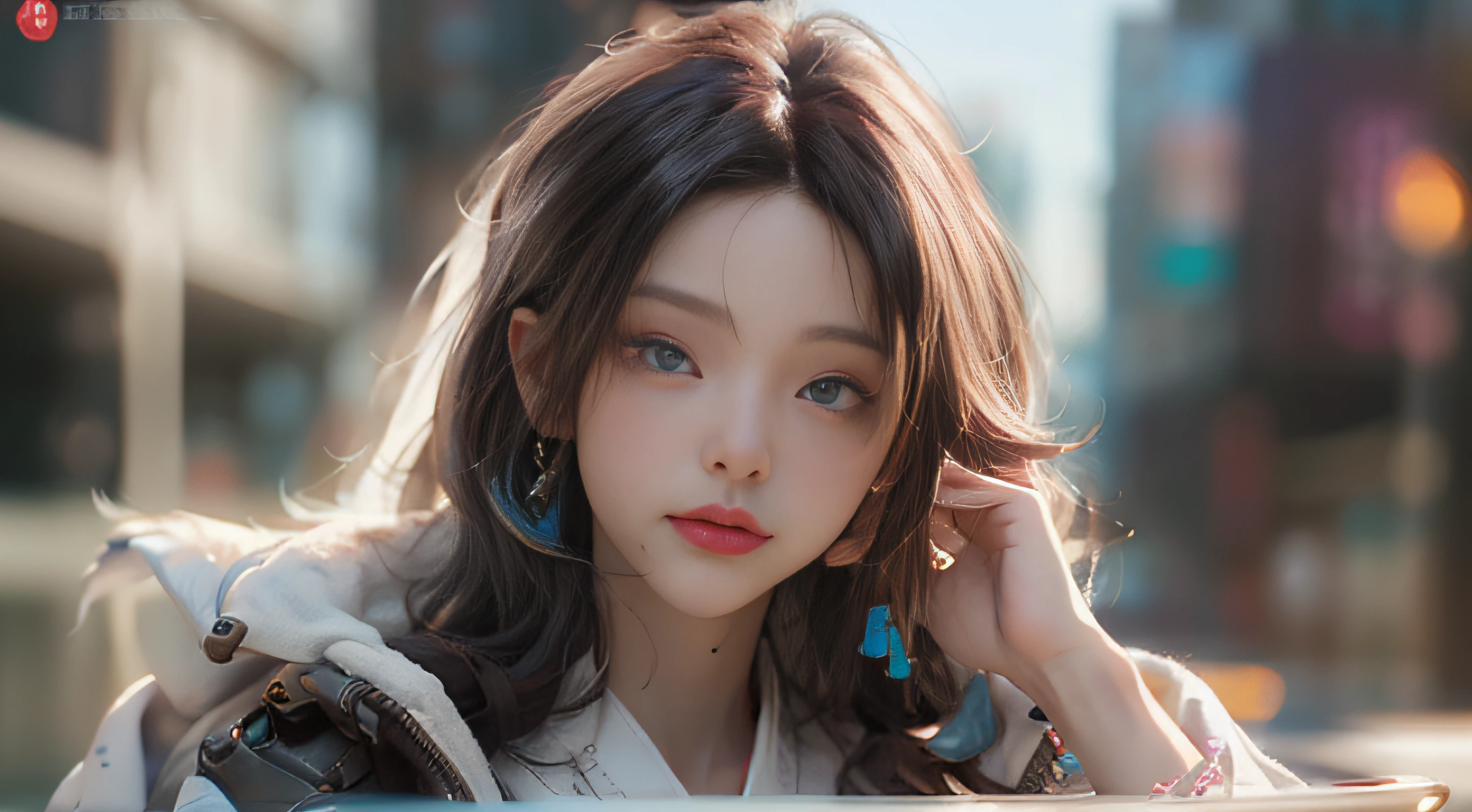 ((best best quality)), ((MasterPiece)), (Detail:1.4), 3D, A beautiful cyberpunk female image,HDR（high dynamic range）,RayTrace,nvidia rtx,The ultra-Resolution,Unreal 5,Subsurface scattering、pbr texturing、postprocessing、Anisotropic Filtering、depth offield、Maximum Clarity and Clarity、Many-Layer Textures、Albedo and Specular map、Surface coloring、Mitsu-Accurate simulation of material interactions、Perfect Scale、octanerendering、Two-colored light、large aperture、low ISO、white balance、Rule of Thirds、8K RAW、beautiful bright pupils，flowing robe，Fine pupils，Detailed face and eyes，Long Lashes，Blushlush，voluminous hair，Tender red lips
