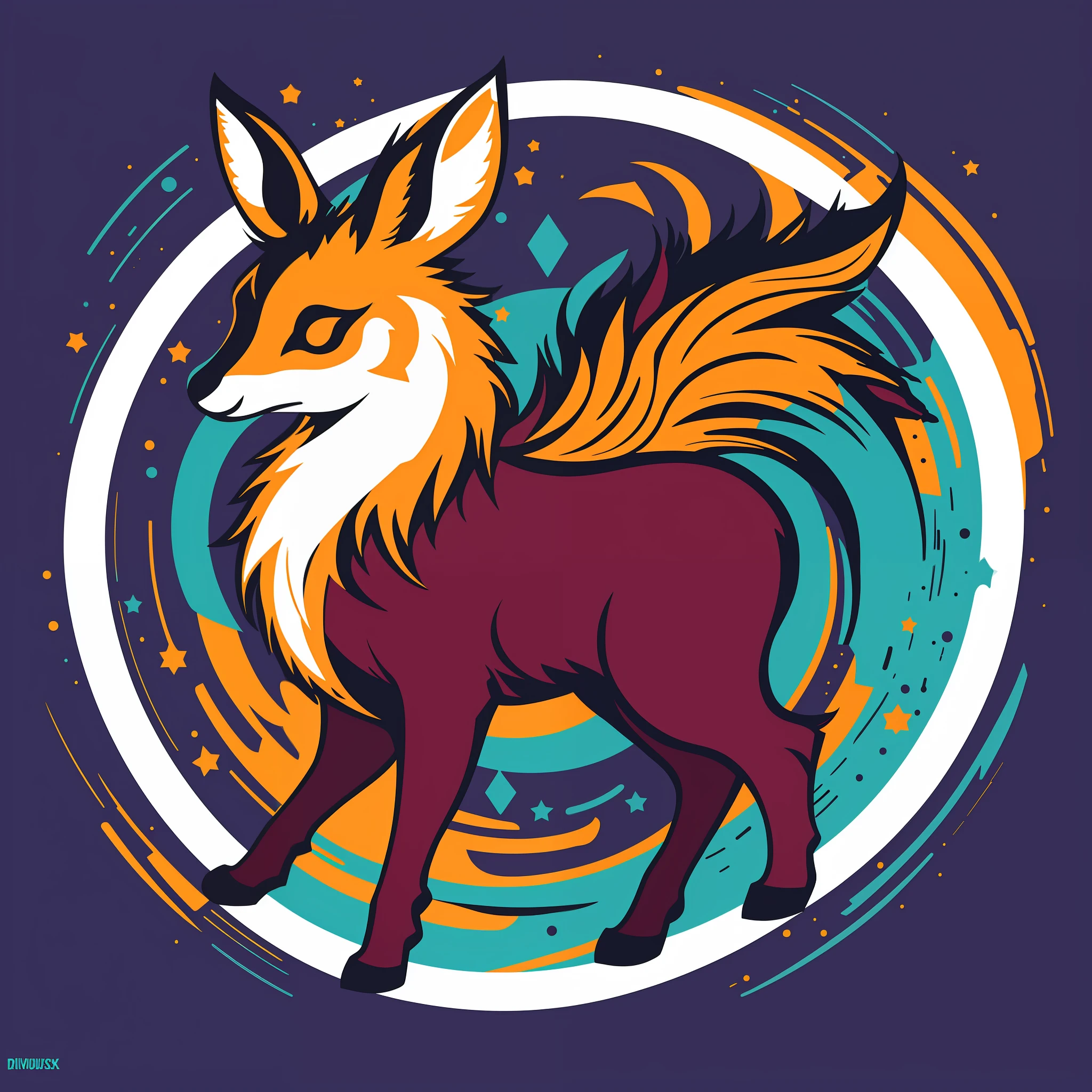 [Bambi] circular heraldic silhouette, logo masking style illustration, Dan Mumford, Greg Lutkowski, James Jean, gradient color background, fantasy art, mysterious, realistic, majestic, rich vivid colors, high contrast, seamless water brand, art station, Devian art, dribbling, red bubble, Tee public, sharp focus, simple, hyper detail, detailed drawing, vectorization, outline, isometric style, 8k.