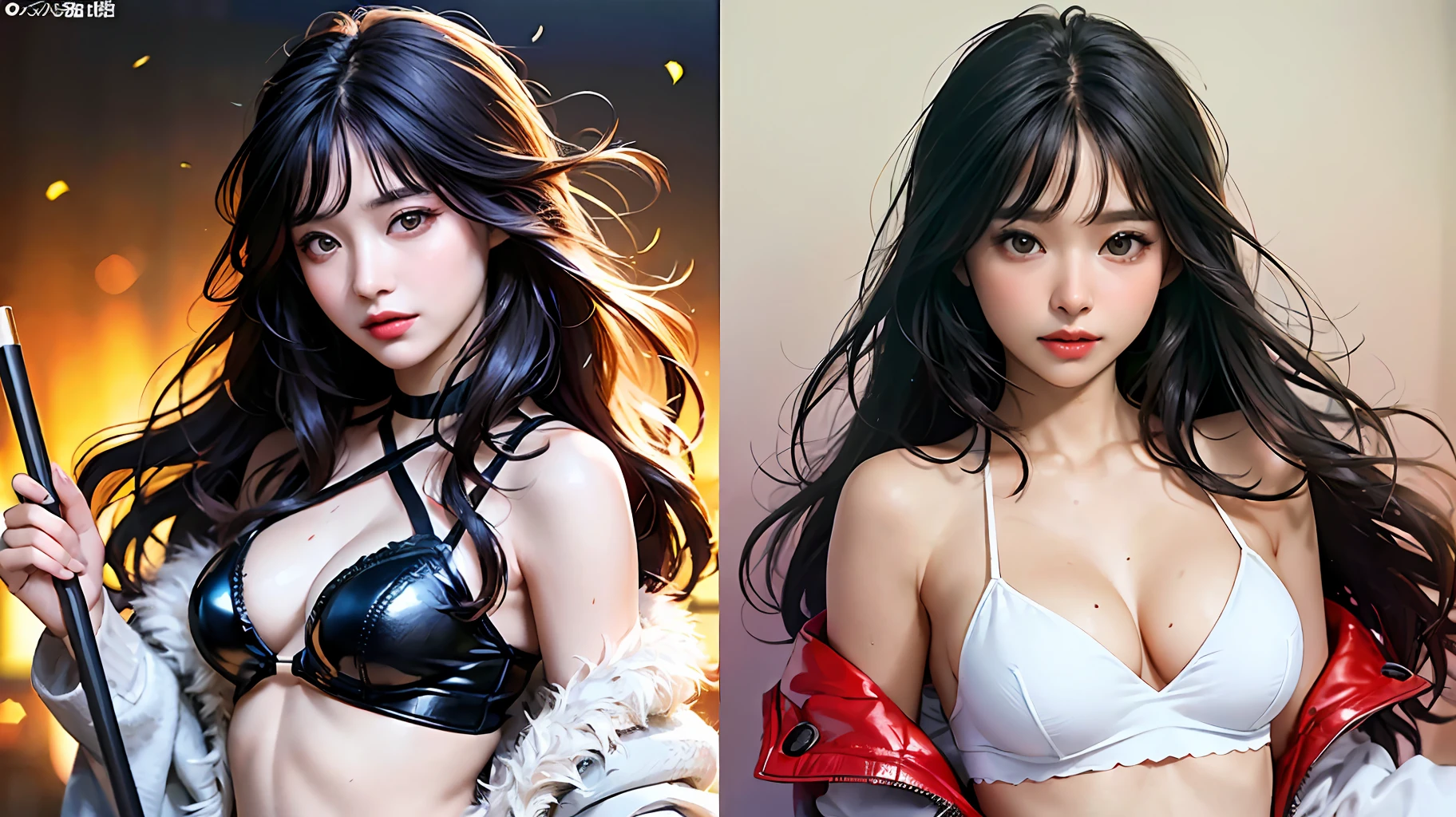 Masterpiece, best quality, (dark photo: 1.3), realistic, 1girl, flat bangs, stunning innocent symmetrical face, shirt, emotional, ulzzang, close-up of a woman with long hair, very detailed artgerm, artgerm detailed, trending artgerm, artgerm. High Detail, Art Germ Portrait, Art Germ and Rosla, Rosla 1.0, Style Art, Rosra 2.0, Artgerm Style, Chinese Sleeveless Off-the-Shoulder Wedding Dress, Style Snapshot Aesthetics, Cute and Dreamy, Light White Dark Beige, Webcam, Minimalist Beauty, Female Avatar (PureErosFace_ V1:0.7 High Quality, Masterpiece, Masterpiece, Rainy Night, Castle, Black Feather Falling, A Girl in a Black Dress, Peerless Beauty, ((Red Manju Shahua)), Messy Red Long Curly Hair, Colored Eyes, Jewel Eyes, Moist Lips, Cold Expression, Delicate and Delicate Delicate Depiction of Facial Features, Hooded Cloak, Red Rose, Fluffy Double Twist Braid, Broken Hair, Extremely Delicate and Beautiful, Light, Tyndall Effect, Detailed Light and Shadow, Detail Portrayal, Gothic Dark Style, Dynamic Angle, Flowing, Girl's Fluffy (Dazzling) Large Curly Long Hair, Long Hair Shawl, ((Highly clear face)), smooth curves, pure desire, ((eye-catching pose)), Nana multi-pose, perfect curves, increase brightness, (((white clothes stained with paint))), surrounded by splashing oil paint, ((shot from top to bottom)) ((facing the audience)), ((navel)), bare shoulders, exposed collarbone, flat neck, flat belly, straight up chubby predecessor, elegant posture, 32k ultra HD, loose form, (red thick coat), p-front with steamed buns, raised, half-off large color down jacket, Sleeve sliding down at forearm, standing, looking at viewer, white background, ultra-clear, high-definition picture, bust portrait, front, background background is (splashing oil color splash) large flowers