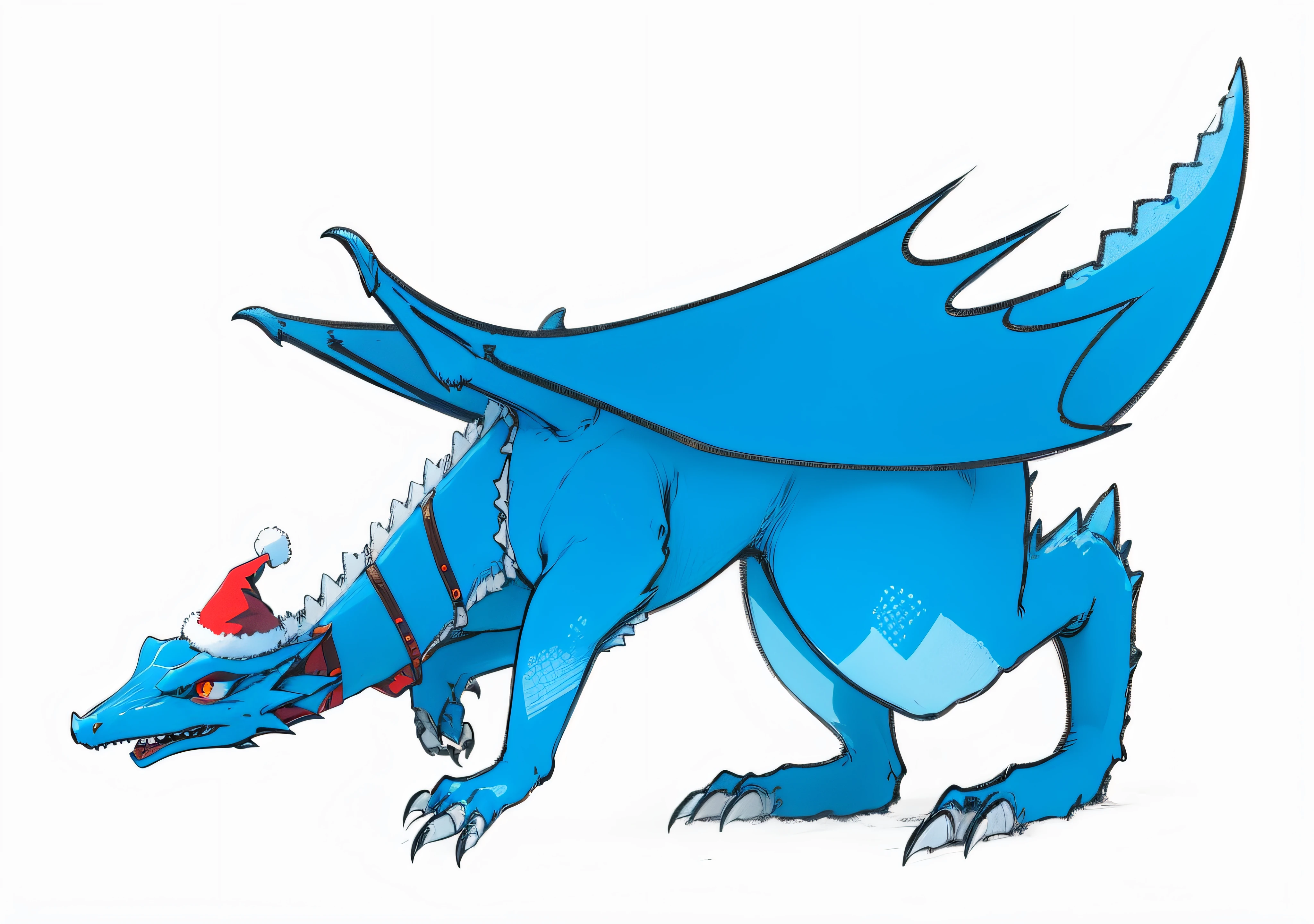 Dragon in cold colors, with a nice warm light in a cute red cap --auto