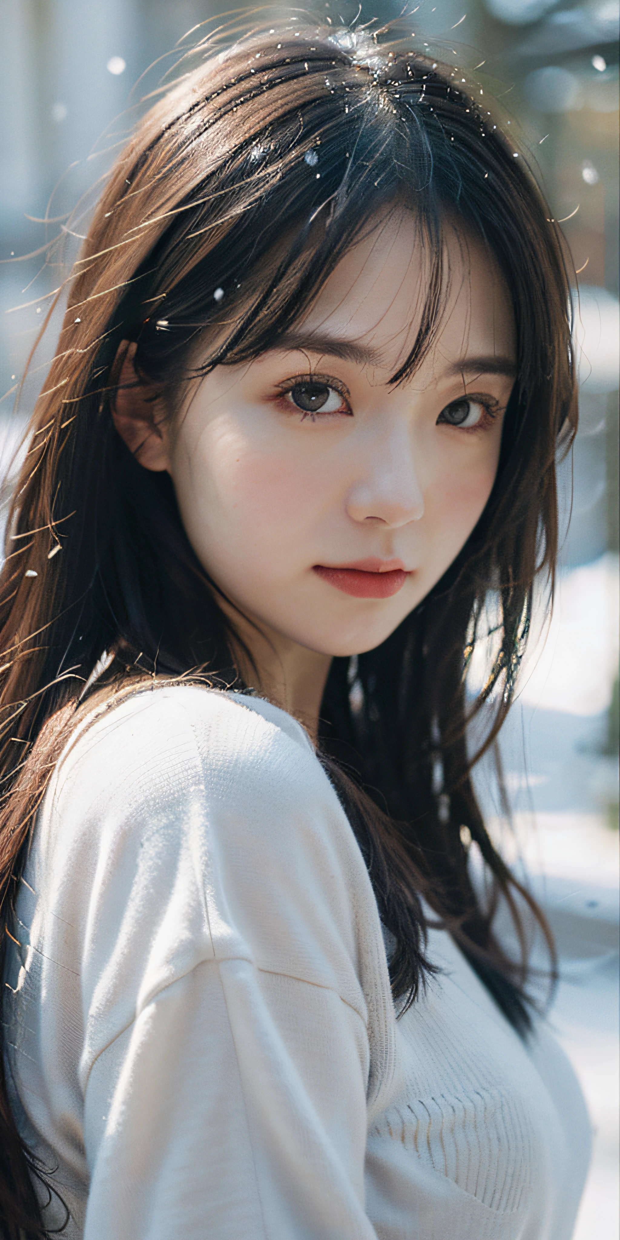 Best Quality, Masterpiece, Ultra High Resolution, (Realistic: 1.4), Original Photo, Head Photo, Snow White Skin, Simple Background, Detail, Selfie, 1 Girl, Looking at the Viewer,