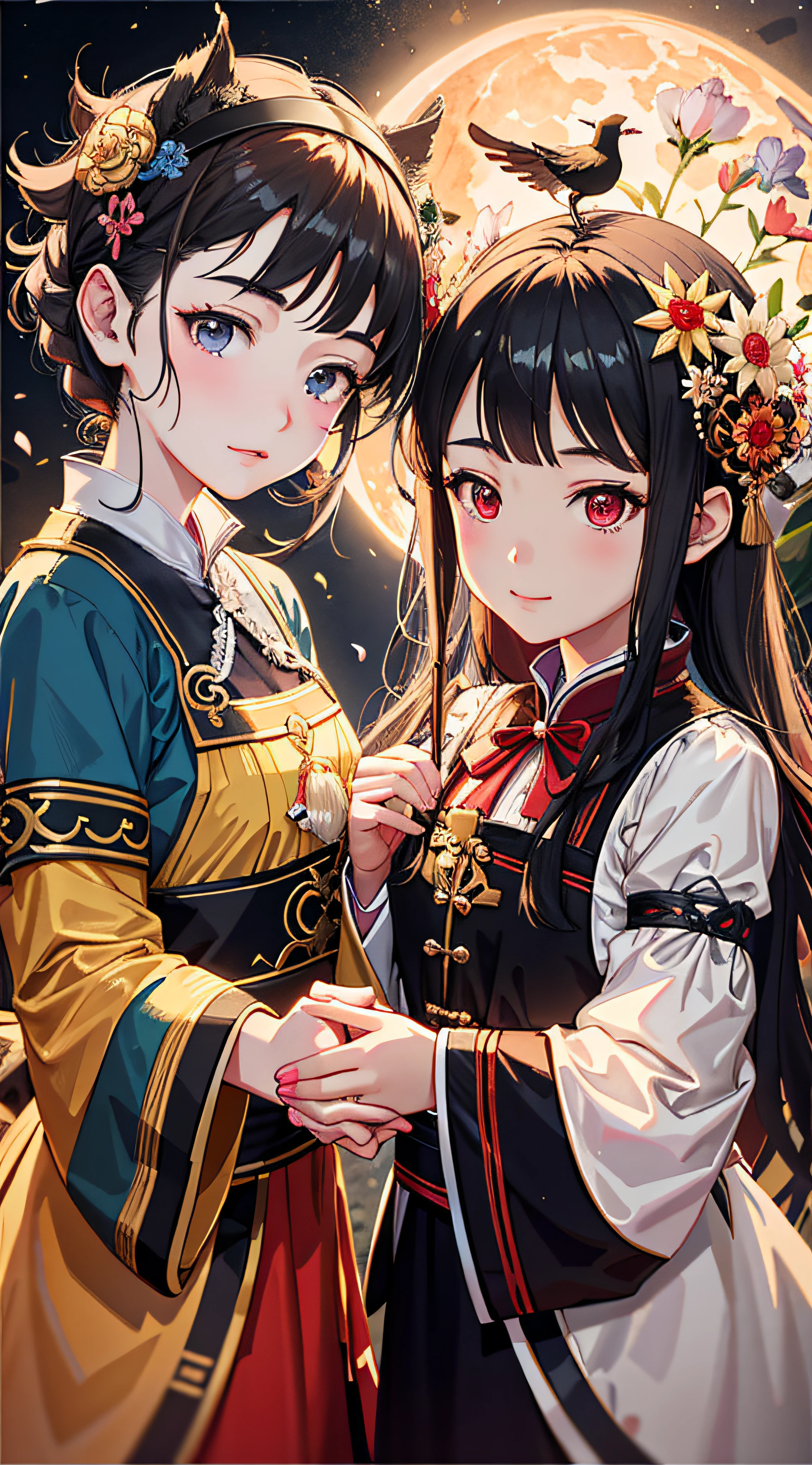 On the left is a Guy, Guvitz, Guwiz, WLOP and Sakimican style artwork, in cgstation, palace, on the right is a girl in Hanfu, Guwiz on the pixiv art station, anime style. 8k, CG society,