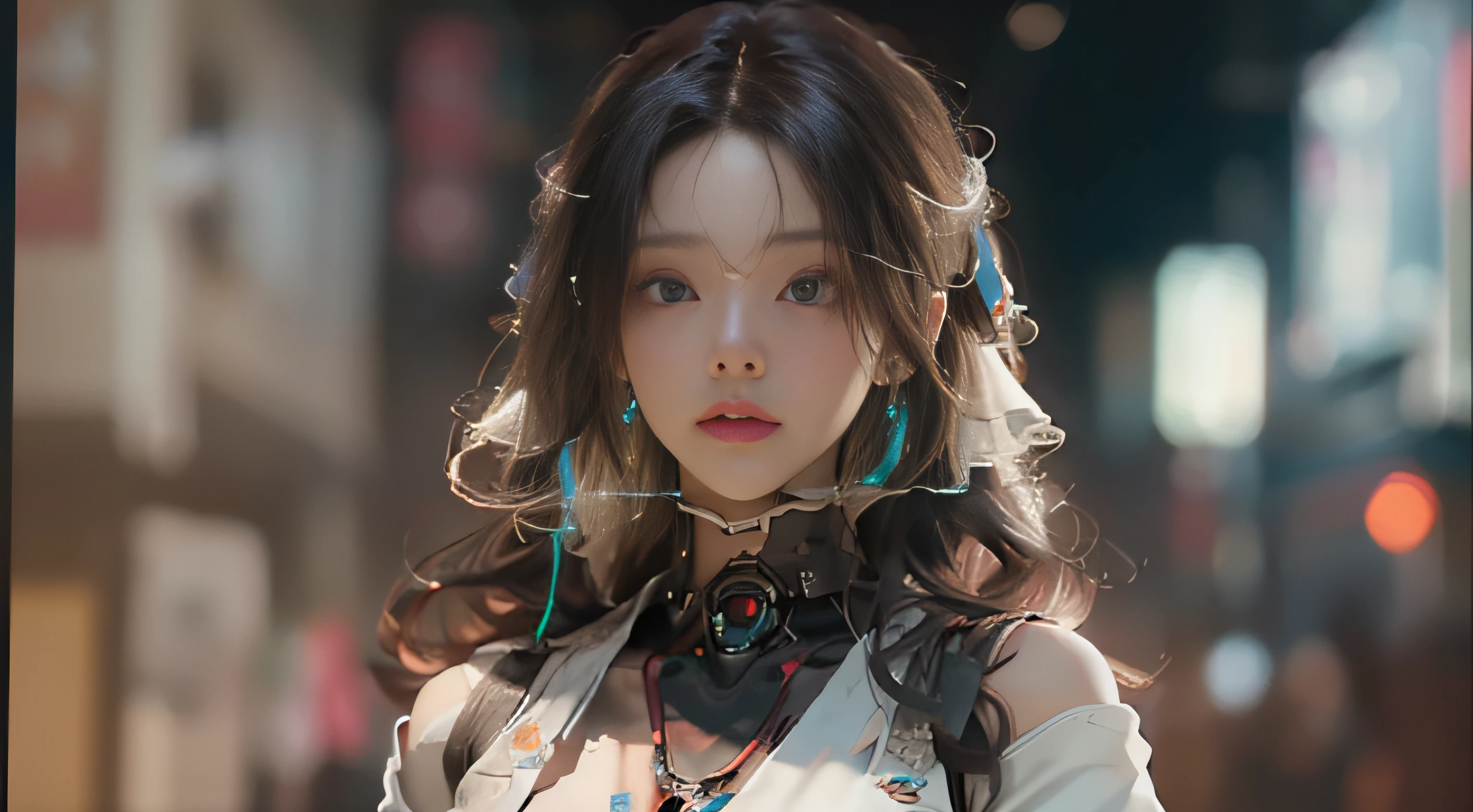 ((best best quality)), ((MasterPiece)), (Detail:1.4), 3D, A beautiful cyberpunk female image,HDR(high dynamic range),RayTrace,nvidia rtx,The ultra-Resolution,Unreal 5,Subsurface scattering、pbr texturing、postprocessing、Anisotropic Filtering、depth offield、Maximum Clarity and Clarity、Many-Layer Textures、Albedo and Specular map、Surface coloring、Mitsu-Accurate simulation of material interactions、Perfect Scale、octanerendering、Two-colored light、large aperture、low ISO、white balance、Rule of Thirds、8K RAW、beautiful bright pupils,flowing robe,Fine pupils,Detailed face and eyes,Long Lashes,Blushlush,voluminous hair,Tender red lips