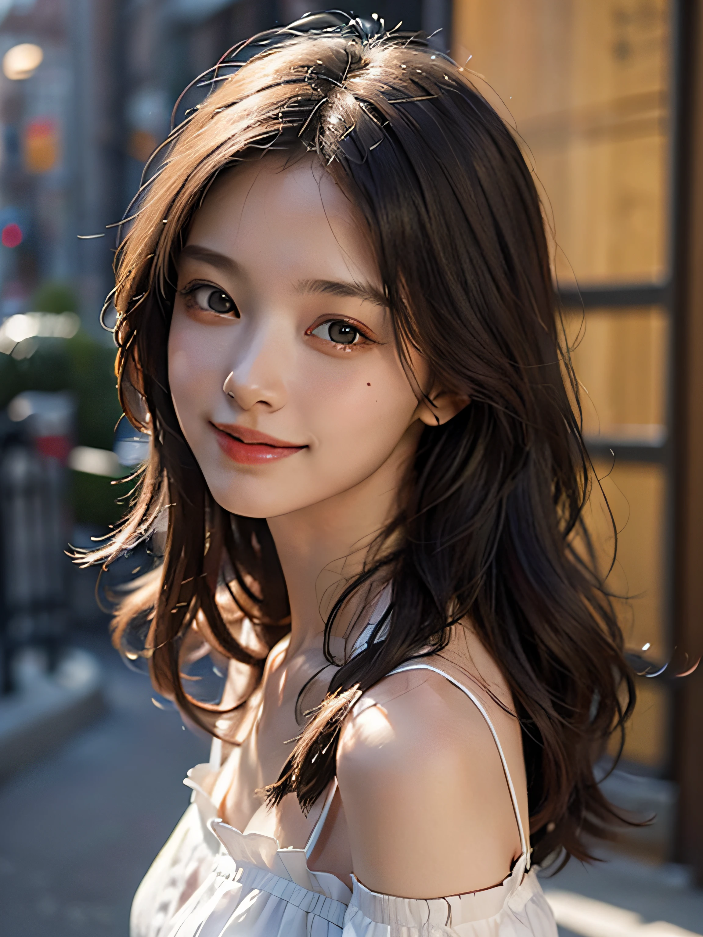1girl, offshoulder, smile, cute, waist up
best quality, masterpiece, (photorealistic:1.4)
