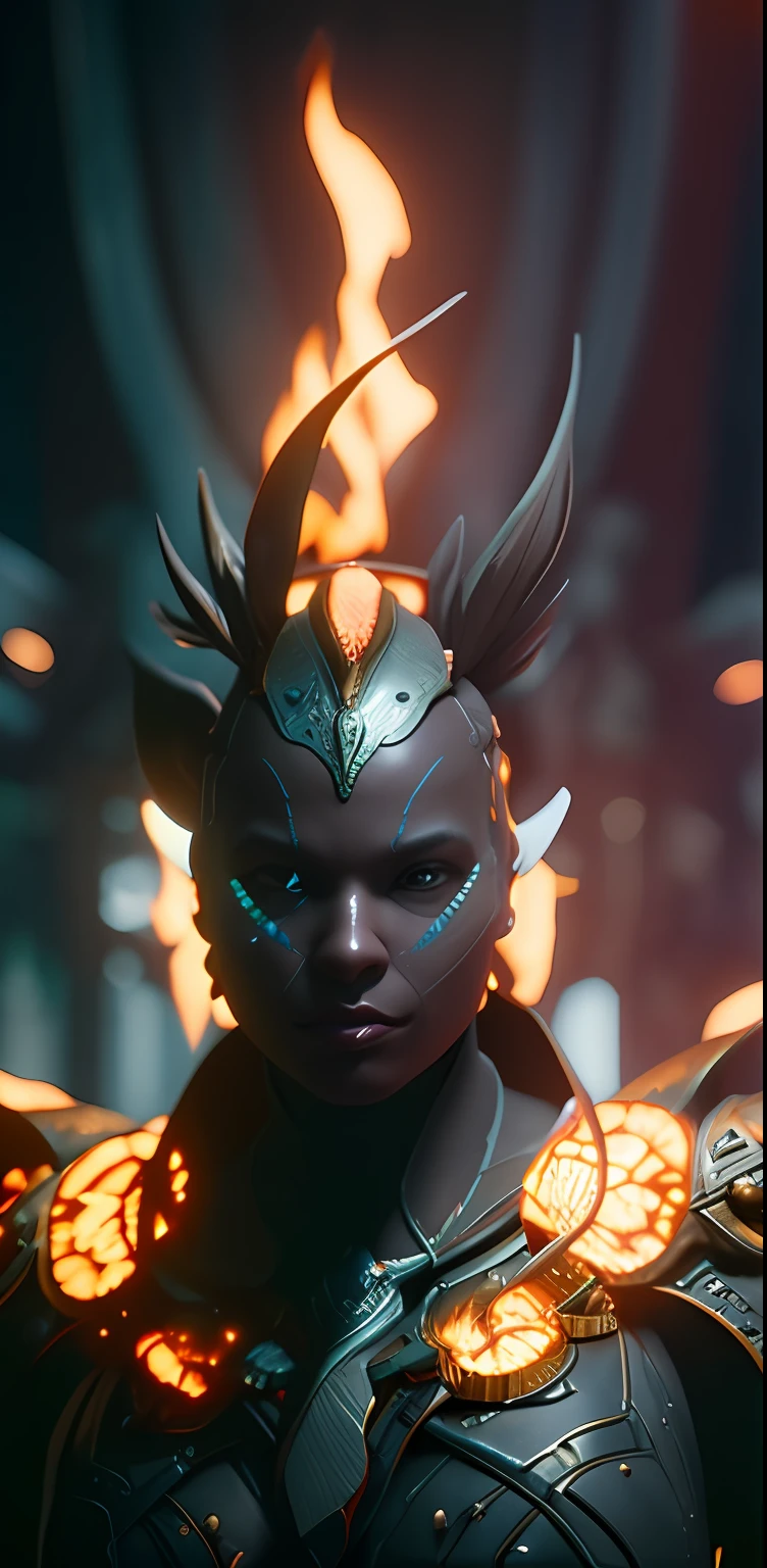 a close up of a person with a fire on their head, unreal engine render + a goddess, cgsociety 8k, cgsociety 8 k, cgsociety 8k, fantasy style 8 k octane render, cinematic close-up bust shot, cinematic goddess close shot, cinematic goddess shot, cinematic cgsociety, made in unreal engine 5, created in unreal engine 5