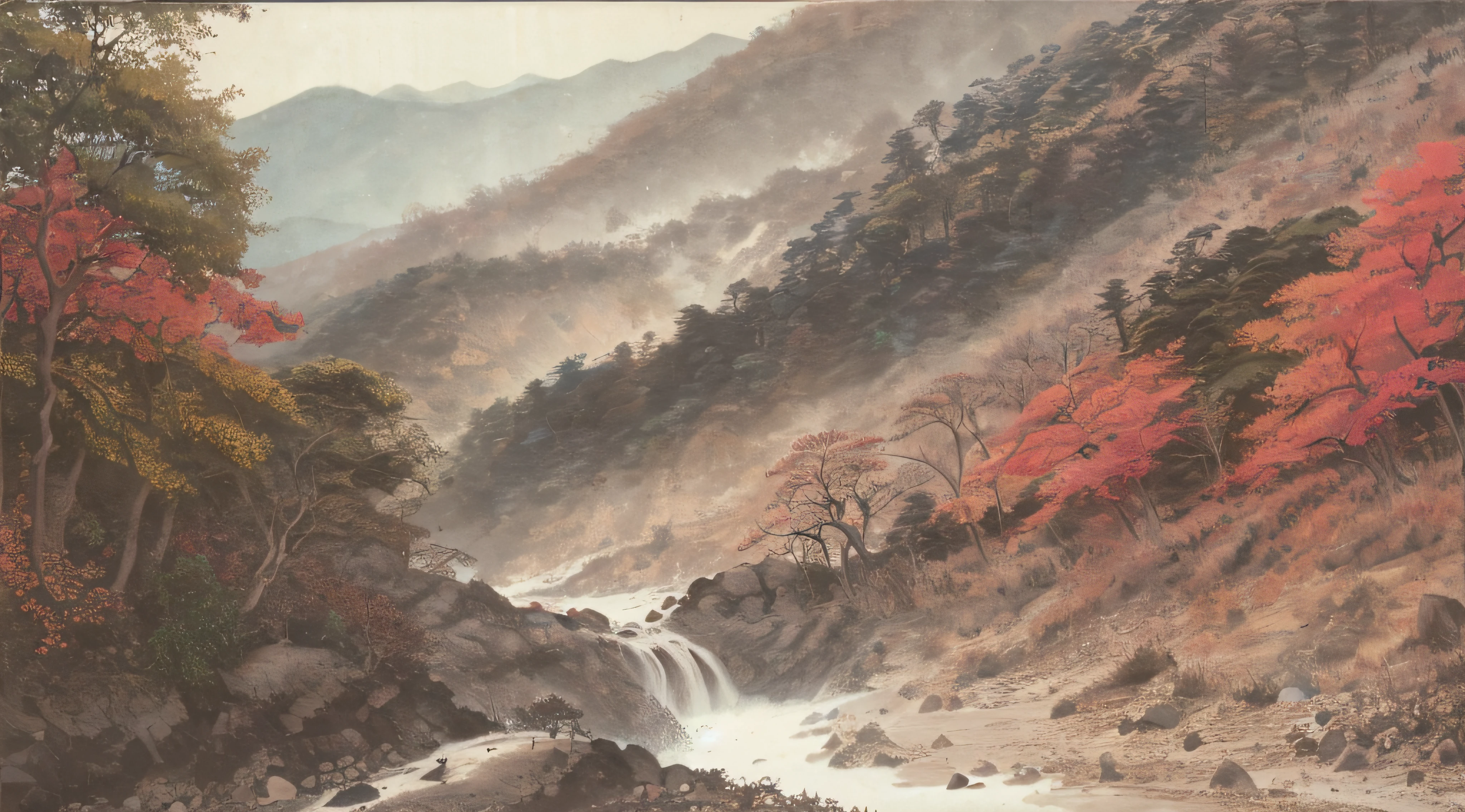 China splashes ink, majestic, mountains, waterfalls, forests, HD --auto --s2