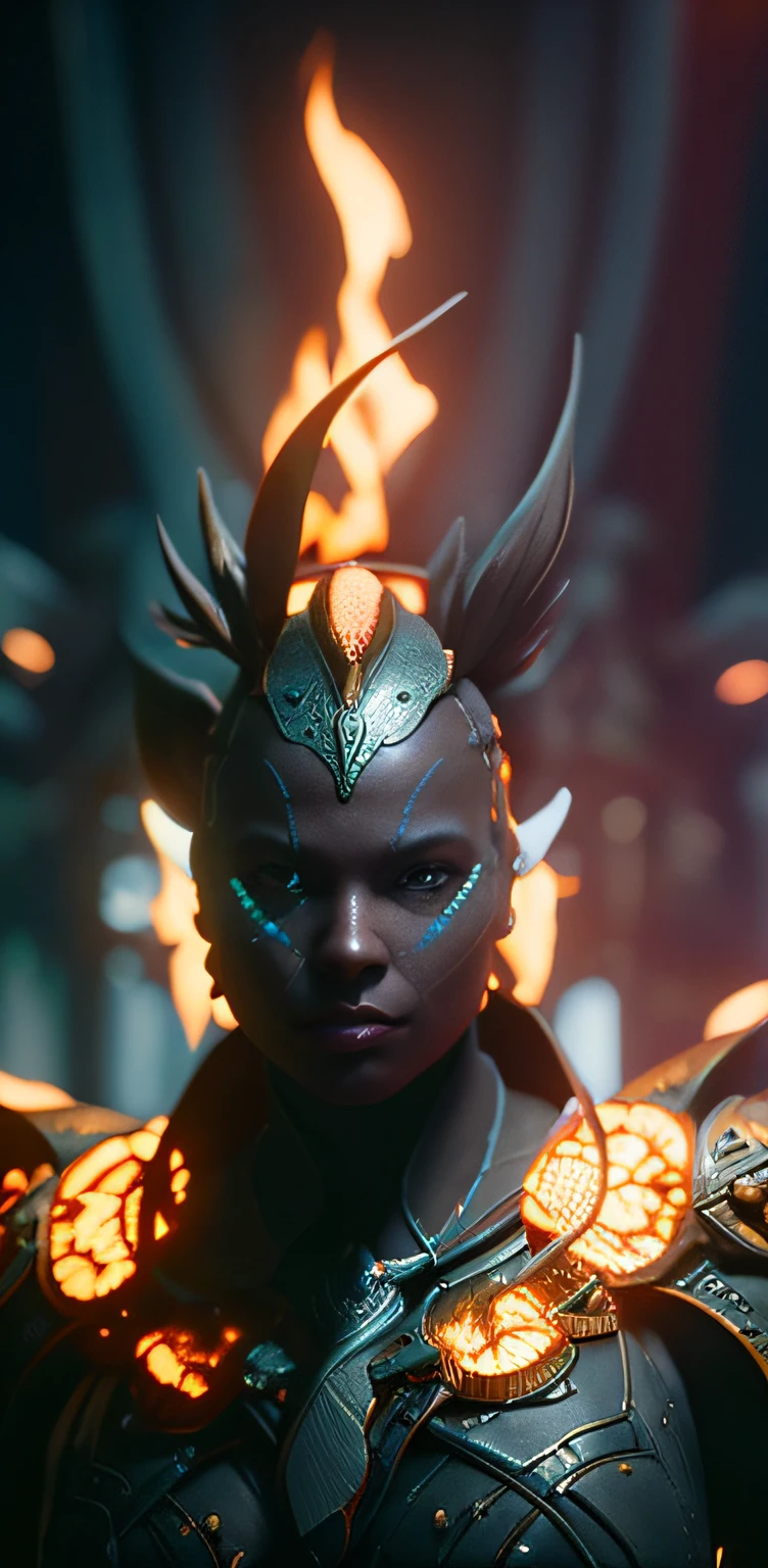 a close up of a person with a fire on their head, unreal engine render + a goddess, cgsociety 8k, cgsociety 8 k, cgsociety 8k, fantasy style 8 k octane render, cinematic close-up bust shot, cinematic goddess close shot, cinematic goddess shot, cinematic cgsociety, made in unreal engine 5, created in unreal engine 5
