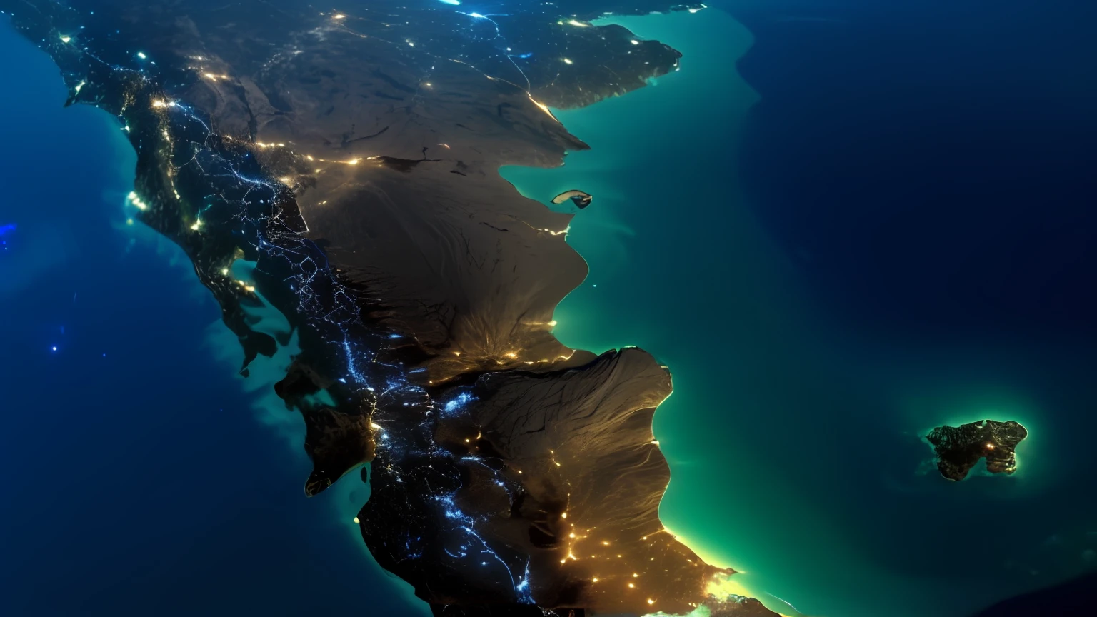 a view of the earth at night with lights of cities and lights of the ocean, seen from space, breath taking, as seen from space, very beautiful!! aerial shot, view from space, shot from space, incredibly beautiful, chile, beautiful place, reddit post, view from the space, mediterranean, absolutely outstanding image, black sea, photo from space