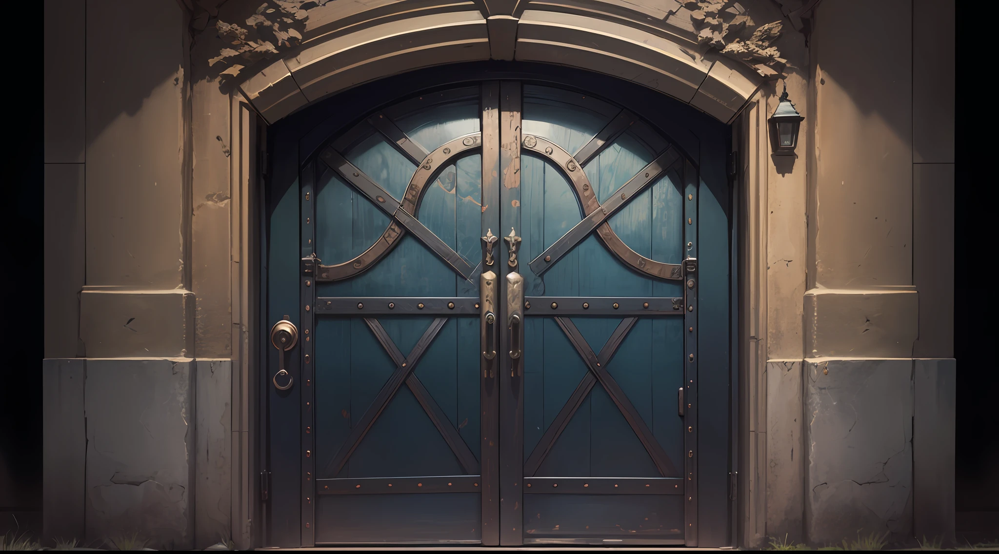 A very, very heavy huge iron door, the old-fashioned kind, can be locked from above, and the locks have three locks.
