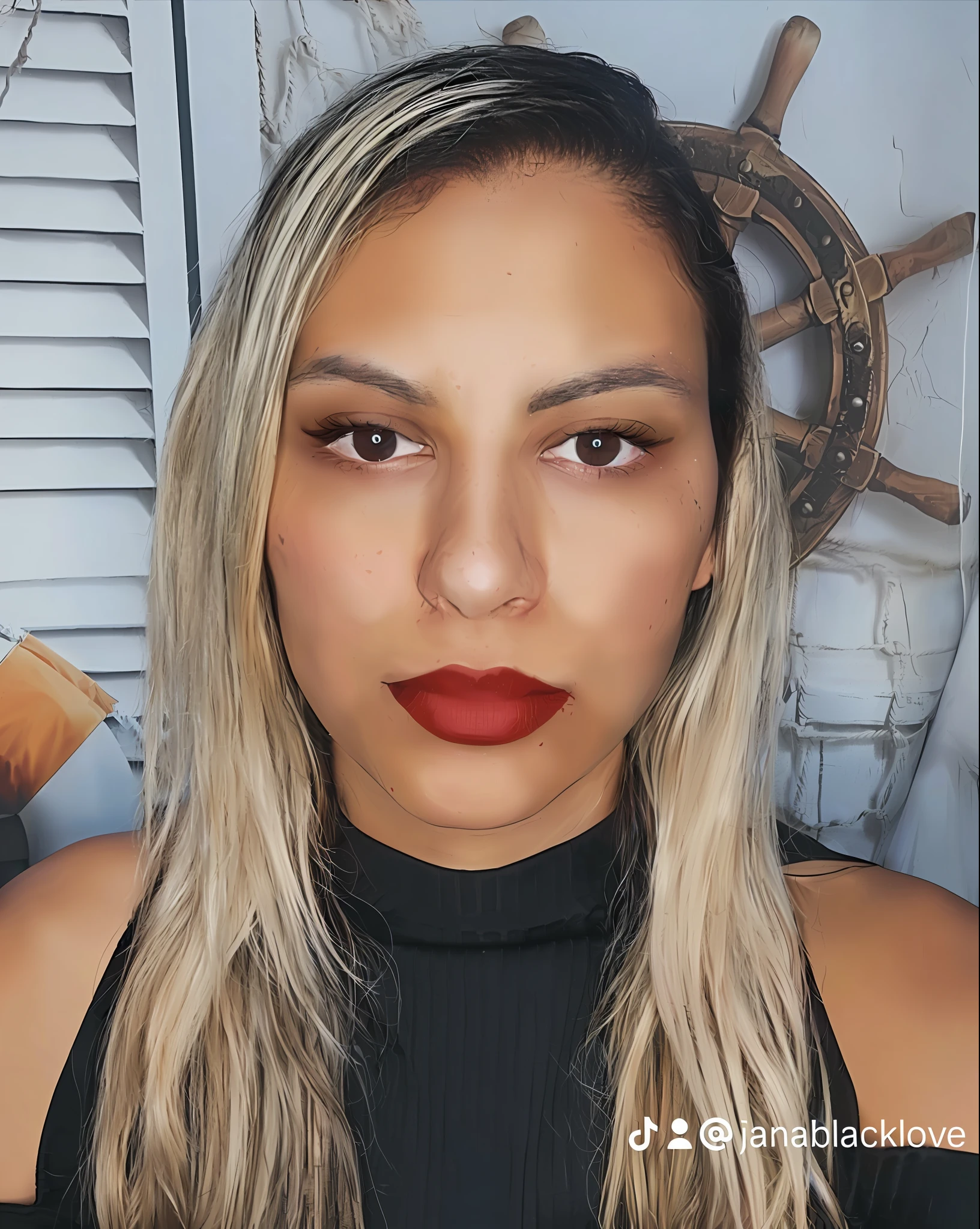 blond woman with long hair and red lipstick posing for a picture, red lipstick on face, sultry look, deep red lips, inspired by Antônio Parreiras, inspired by Félix Arauz, sexy face with full makeup, inspired by Maria Helena Vieira da Silva, thick red lips, full face portrait, ayahausca, red lips