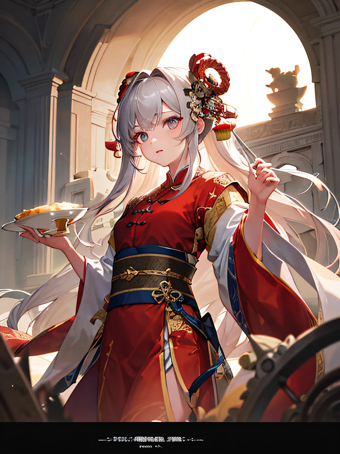 a girl, ancient chinese costume, sunlight, clear face, clean white background, masterpiece, super detail, epic composition, ultra hd, high quality, extremely detailed, official art, uniform 8k wallpaper, super detail, 32k -- v 6, palace