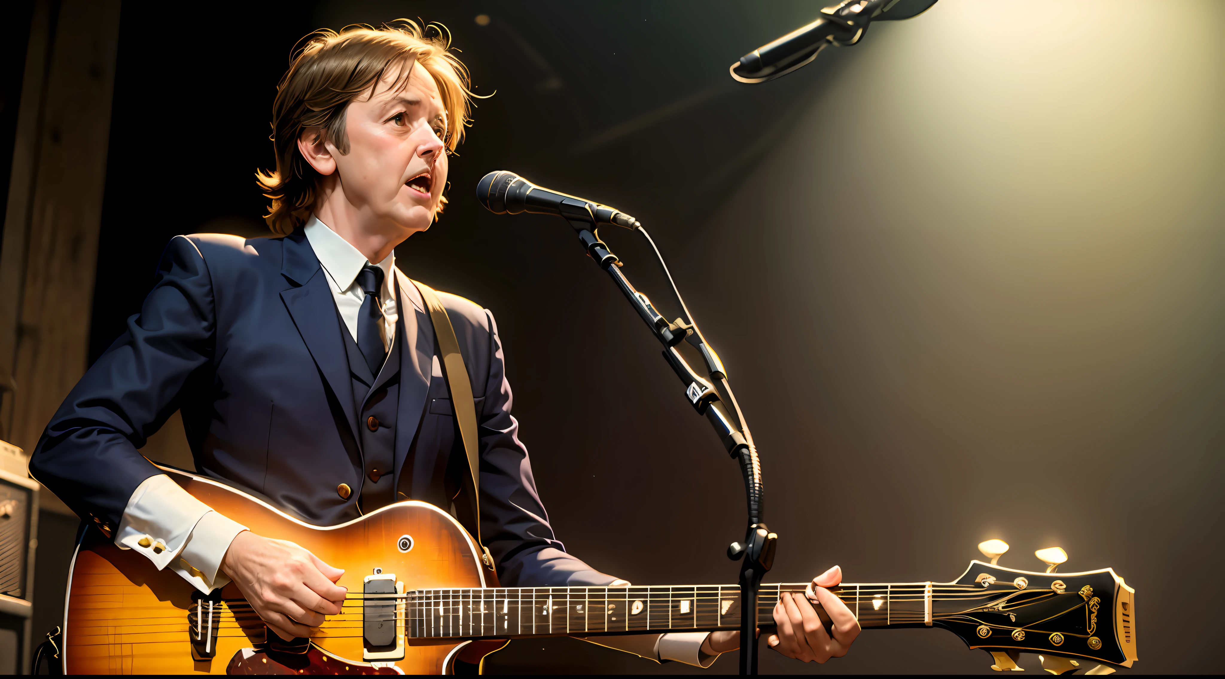 Paul McCartney playing a guitar --auto