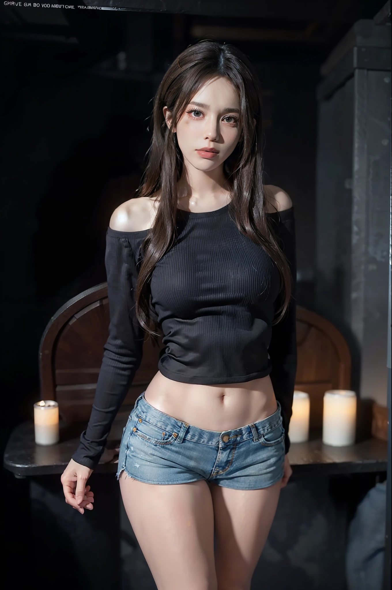 Fantasy Art, Dynamic Lighting, 1.1) , Poster, Volumetric Lighting, Sexy Top with Very Detailed Faces, 4K, Award-Standing, 1 Girl, In the Dark, Fat Buttocks, Understated, Denim Photos, (official: 1.4), Long Hair, Gray Hair, Ultra HD, 4K, Perfect Pose,