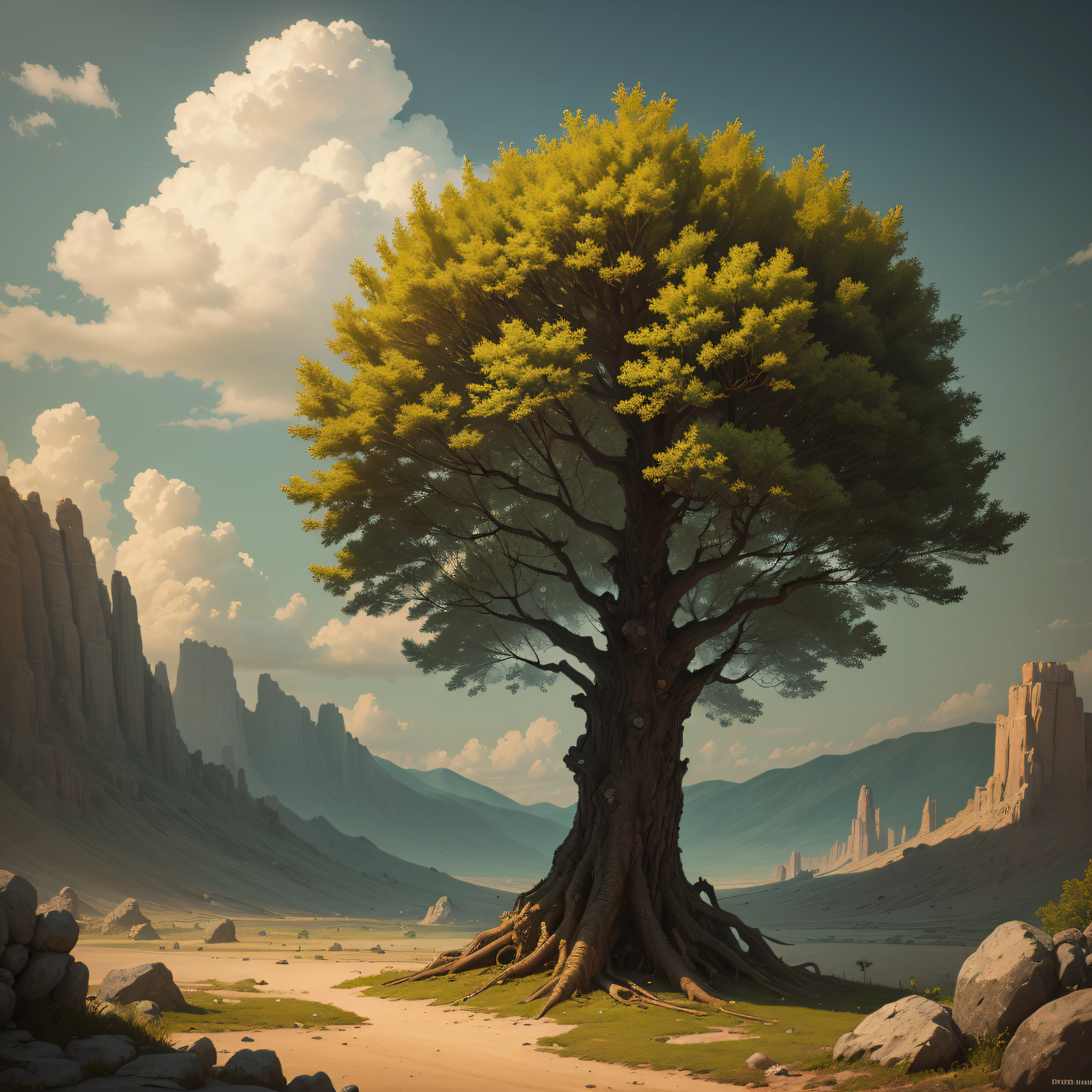 high definition surrealism gold tree --auto